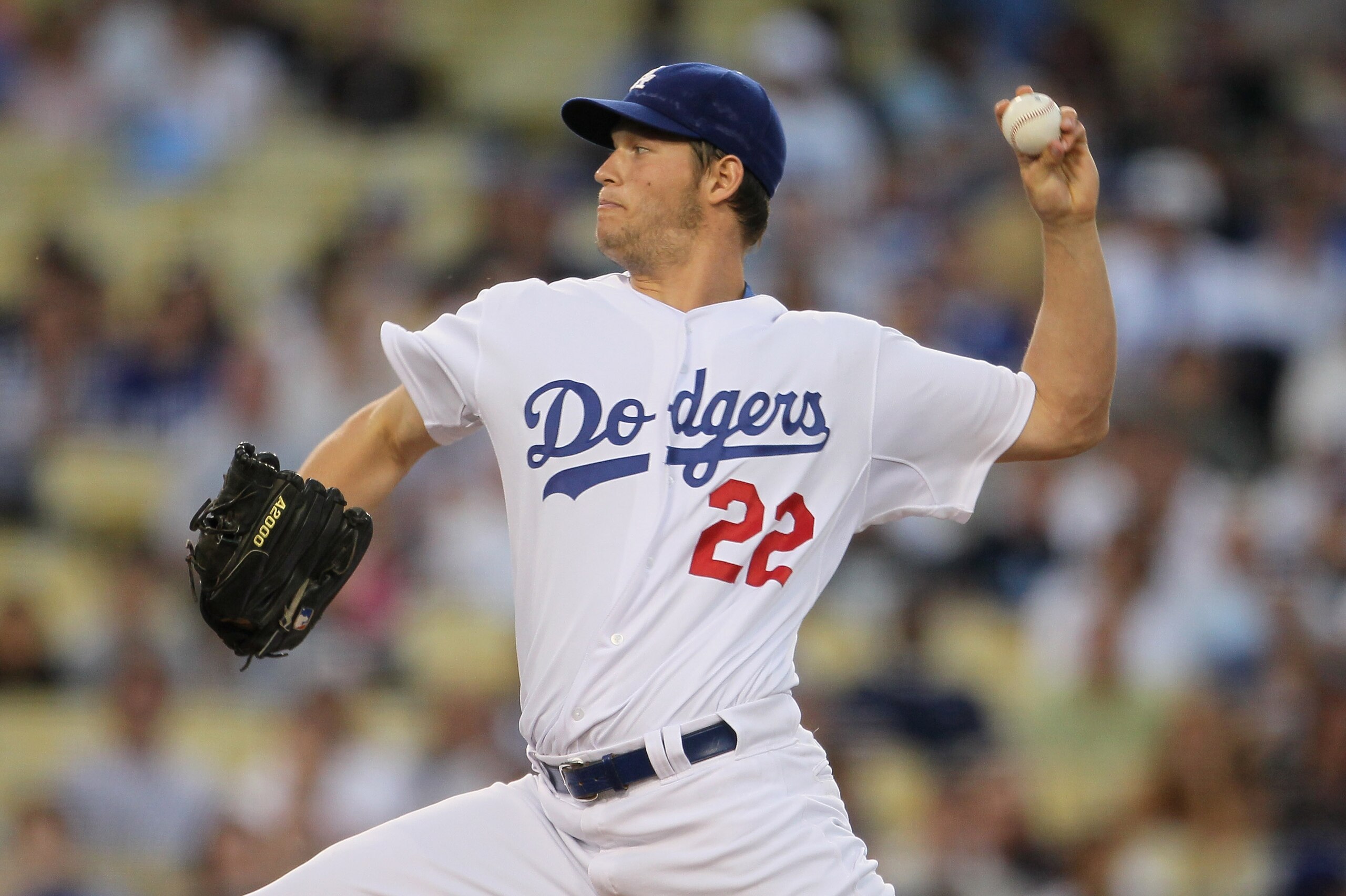 LOS ANGELES, CA - APRIL 16:  Clayton Kershaw #22 of the Los Angeles Dodgers pitches against the St Louis Cardinals in the first inning at Dodger Stadium on April 16, 2011 in Los Angeles, California.  (Photo by Jeff Gross/Getty Images)