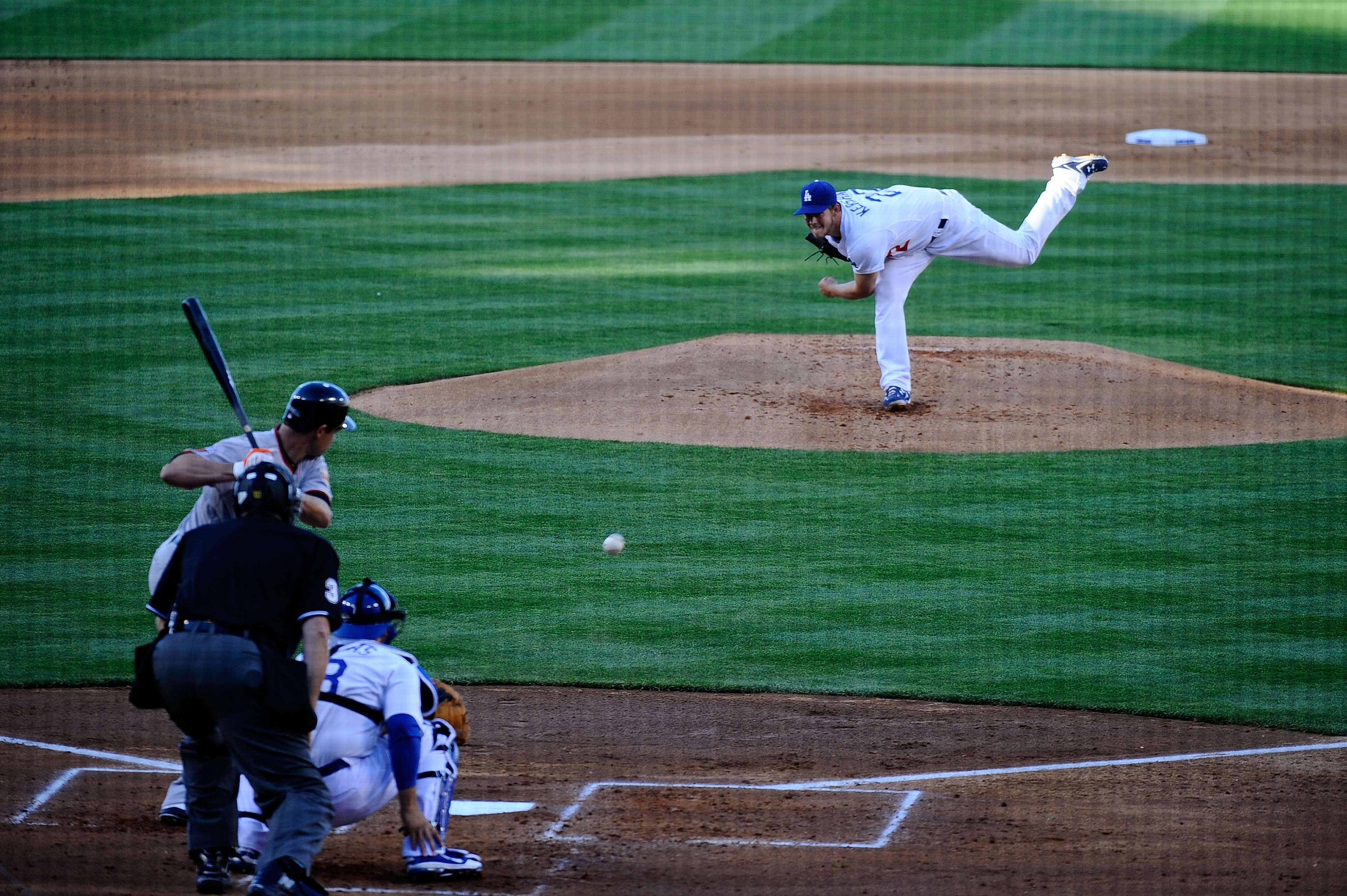 LOS ANGELES, CA - MARCH 31: Clayton Kershaw #22 of the Los Angeles Dodgers throws a pitch against the San Francisco Giants on Opening Day at Dodger Stadium on March 31, 2011 in Los Angeles, California. (Photo by Kevork Djansezian/Getty Images) LOS ANGELES, CA - MARCH 31: Clayton Kershaw #22 of the Los Angeles Dodgers throws a pitch against the San Francisco Giants on Opening Day at Dodger Stadium on March 31, 2011 in Los Angeles, California. (Photo by Kevork Djansezian/Getty Images)