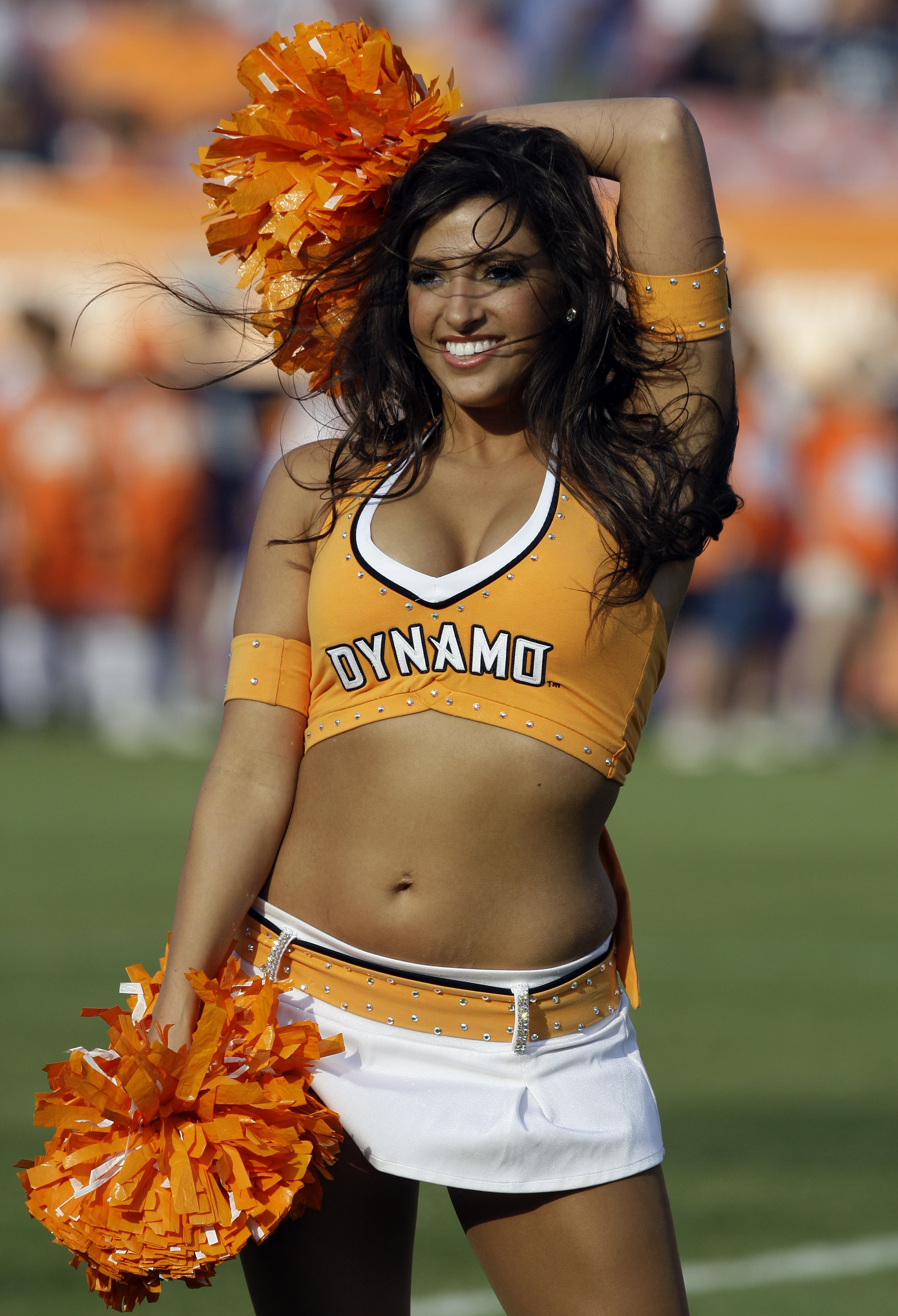 HOUSTON - APRIL 17: Houston Dynamo girls perform during pre-game ceremonies before the Houston Dynamo play the New England Revolution at Robertson Stadium on April 17, 2011 in Houston, Texas. (Photo by Bob Levey/Getty Images)