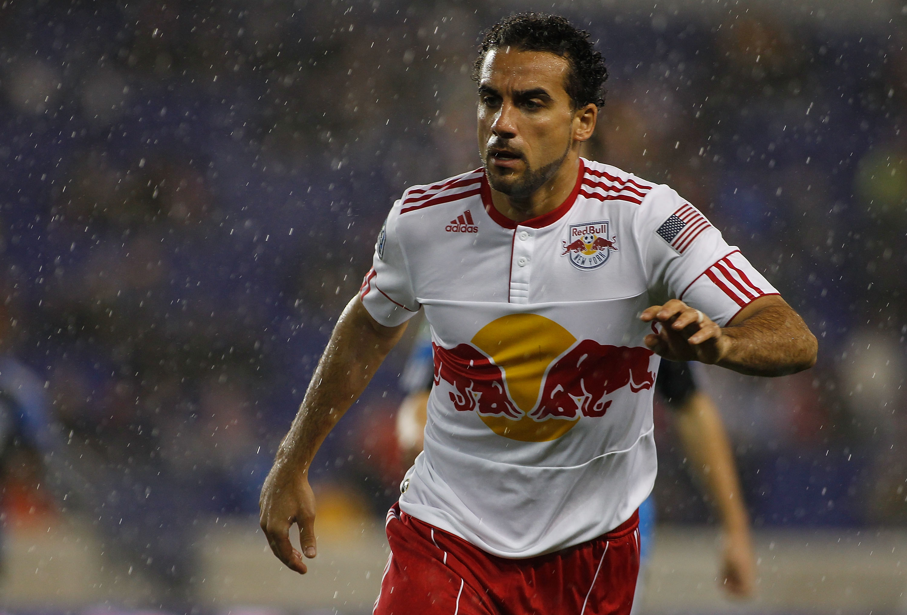 HARRISON, NJ - APRIL 16: Dwayne De Rosario #11 of the New York Red Bulls looks on against San Jose Earthquakeson April 16, 2011 at Red Bull Arena in Harrison, New Jersey. The Red Bulls defeated the Earthquakes 3-0. (Photo by Mike Stobe/Getty Images for N