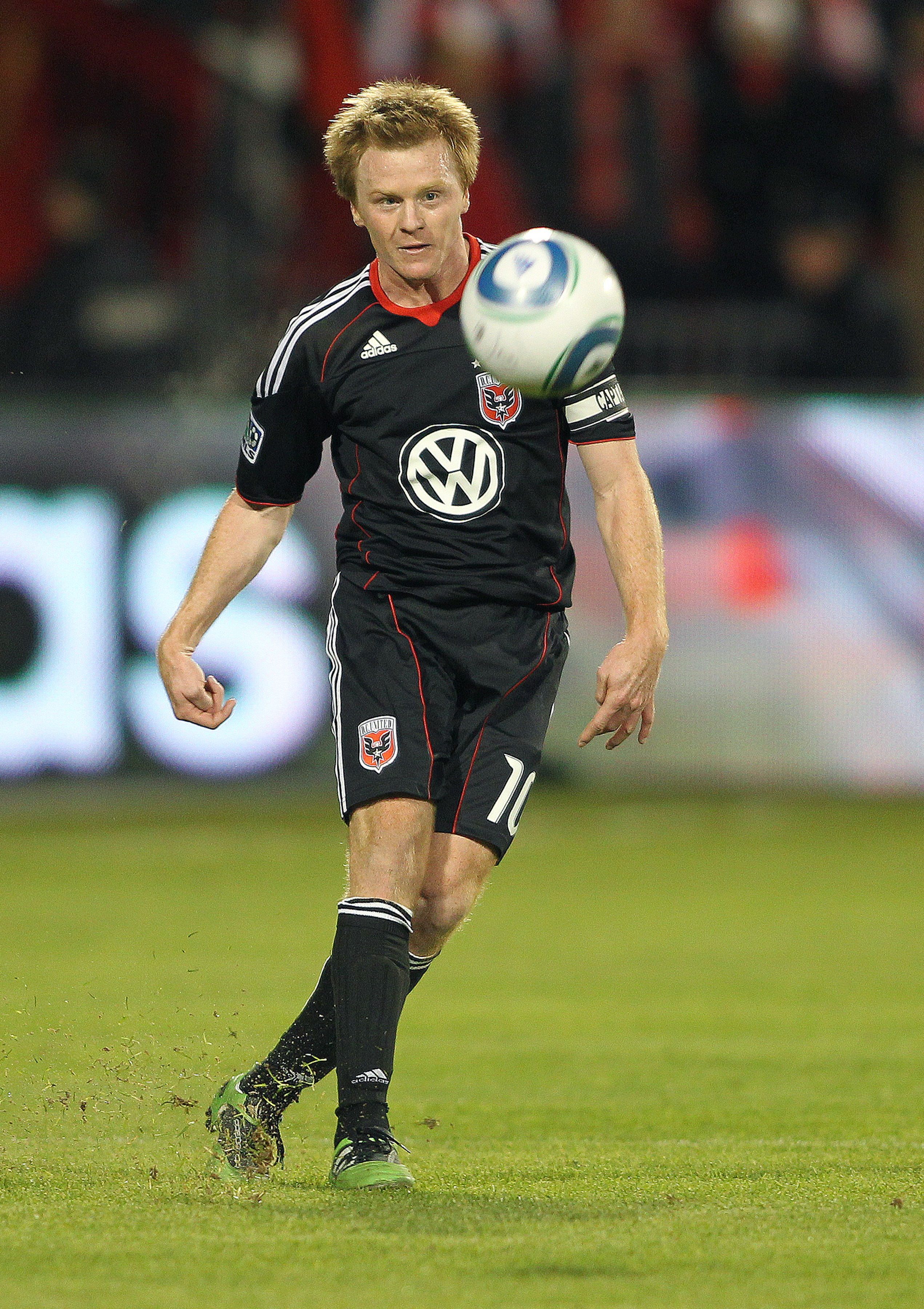 TORONTO, CANADA - APRIL 16: Dax McCarty #10 of D.C. United chips the ball forward in a game against Toronto FC on April 16, 2011 at BMO Field in Toronto, Canada. D.C. United defeated Toronto FC 3-0. (Photo by Claus Andersen/Getty Images)
