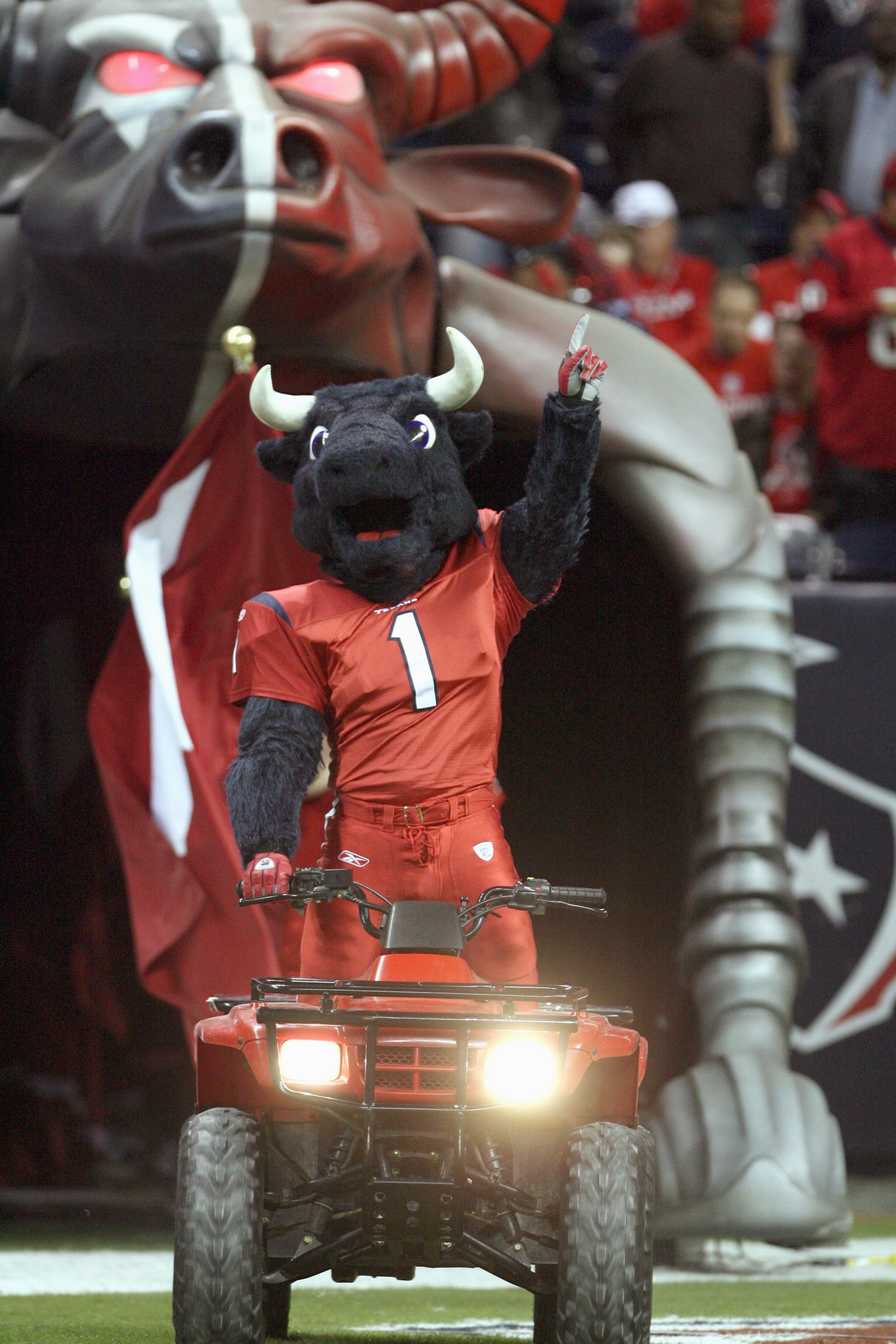HOUSTON - DECEMBER 13:   Houston Texans  mascot 'Torro' during the NFL game against the Denver Broncos at  Reliant Stadium on December 13, 2007 in Houston, Texas. (Photo by Thomas B.  Shea/Getty Images)