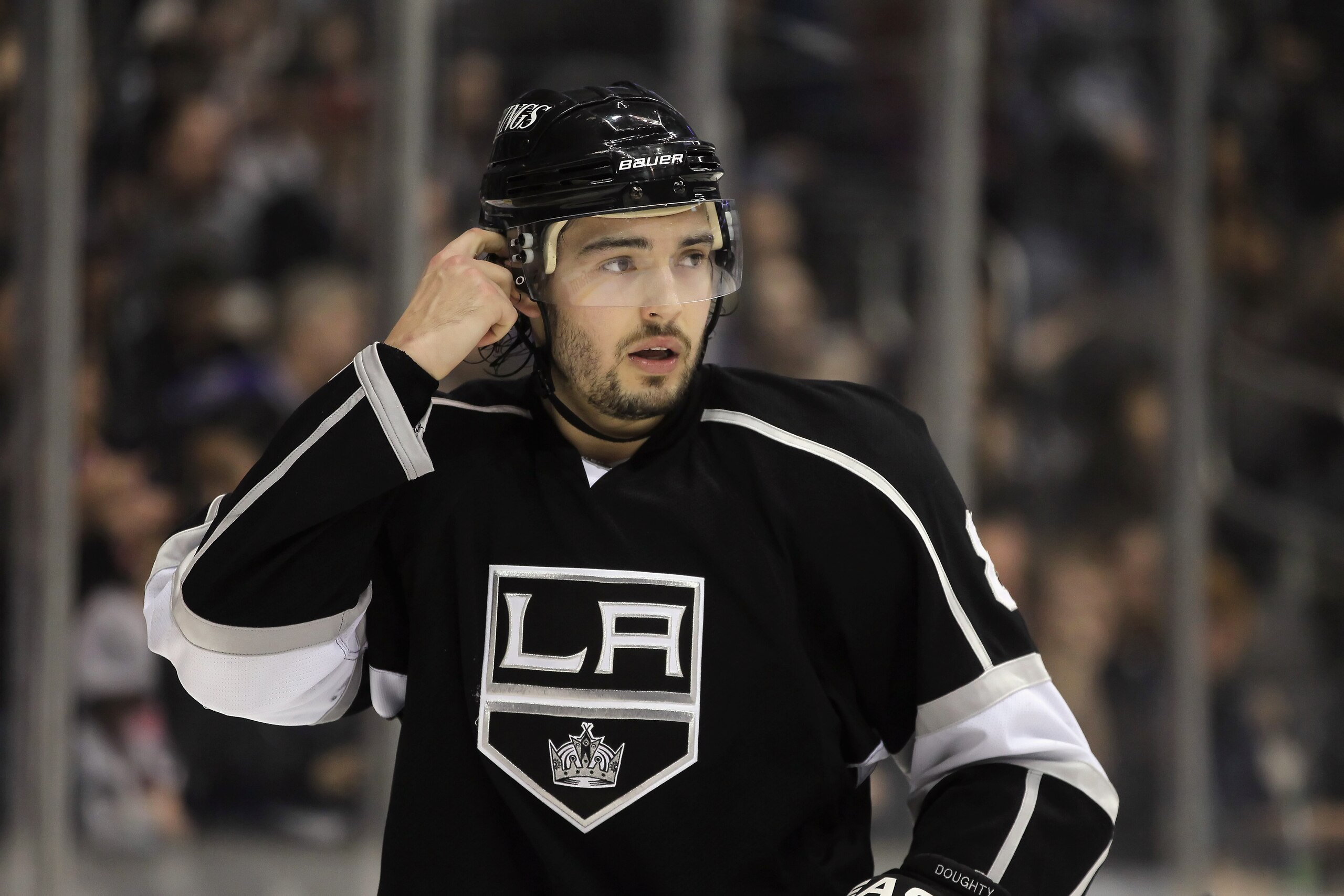 LOS ANGELES, CA - APRIL 02: Drew Doughty #8 of the Los Angeles Kings looks on against the Dallas Stars at Staples Center on April 2, 2011 in Los Angeles, California. (Photo by Jeff Gross/Getty Images) LOS ANGELES, CA - APRIL 02: Drew Doughty #8 of the Los Angeles Kings looks on against the Dallas Stars at Staples Center on April 2, 2011 in Los Angeles, California. (Photo by Jeff Gross/Getty Images)