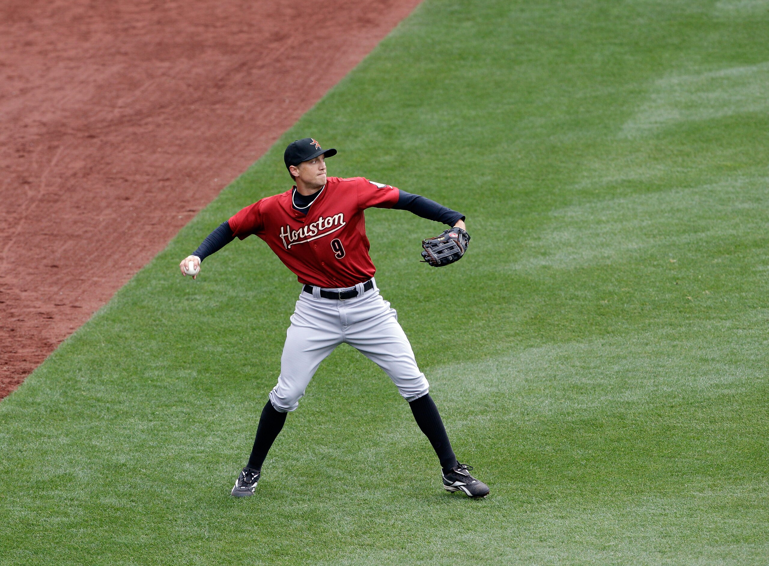 PHILADELPHIA, PA - APRIL 01: Outfielder Hunter Pence #9 of the Houston Astros during opening day against the Philadelphia Phillies at Citizens Bank Park on April 1, 2011 in Philadelphia, Pennsylvania.  (Photo by Rob Carr/Getty Images)