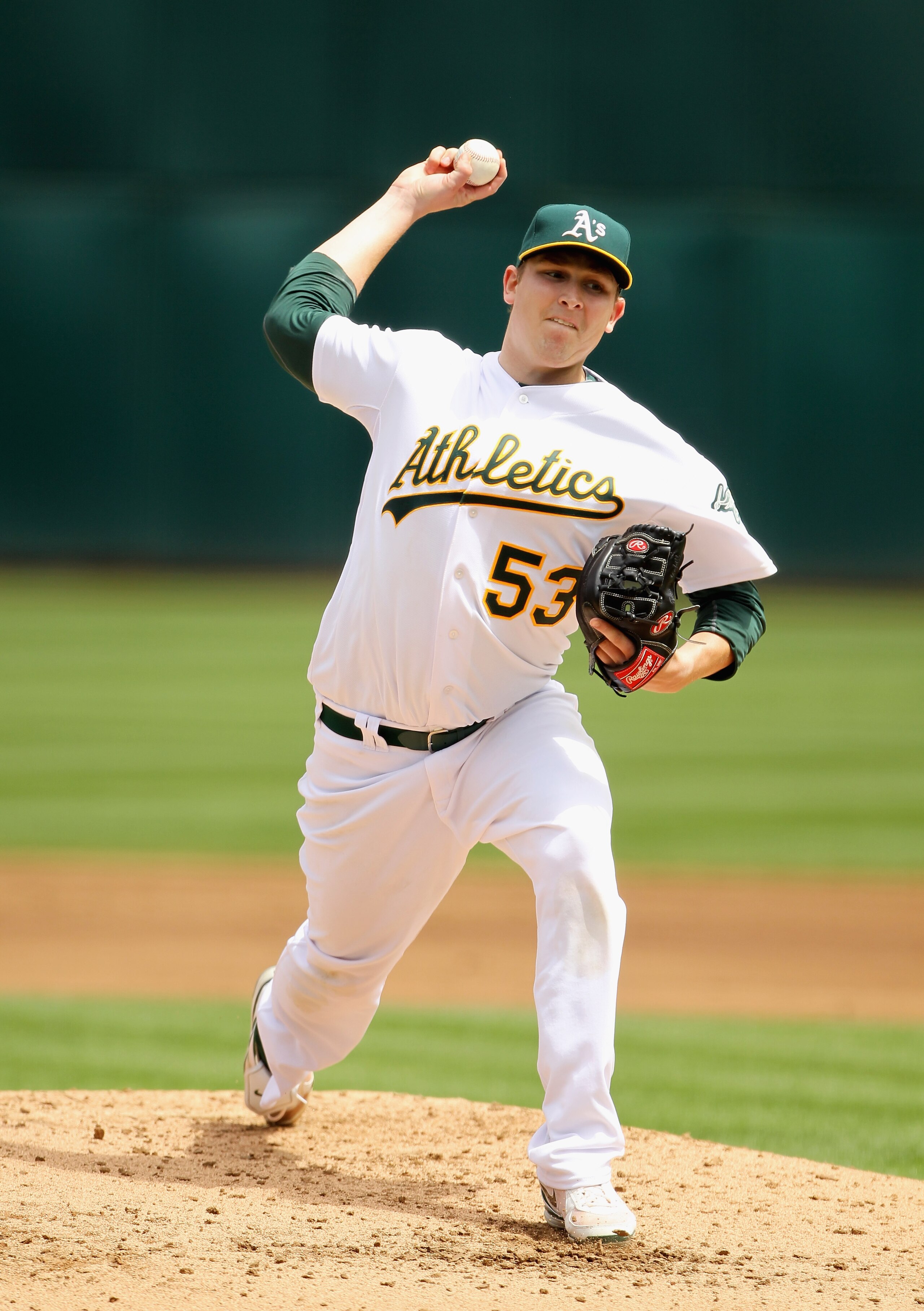 OAKLAND, CA - APRIL 17:  Trevor Cahill #53 of the Oakland Athletics picthes against the Detroit Tigers at Oakland-Alameda County Coliseum on April 17, 2011 in Oakland, California.  (Photo by Ezra Shaw/Getty Images)