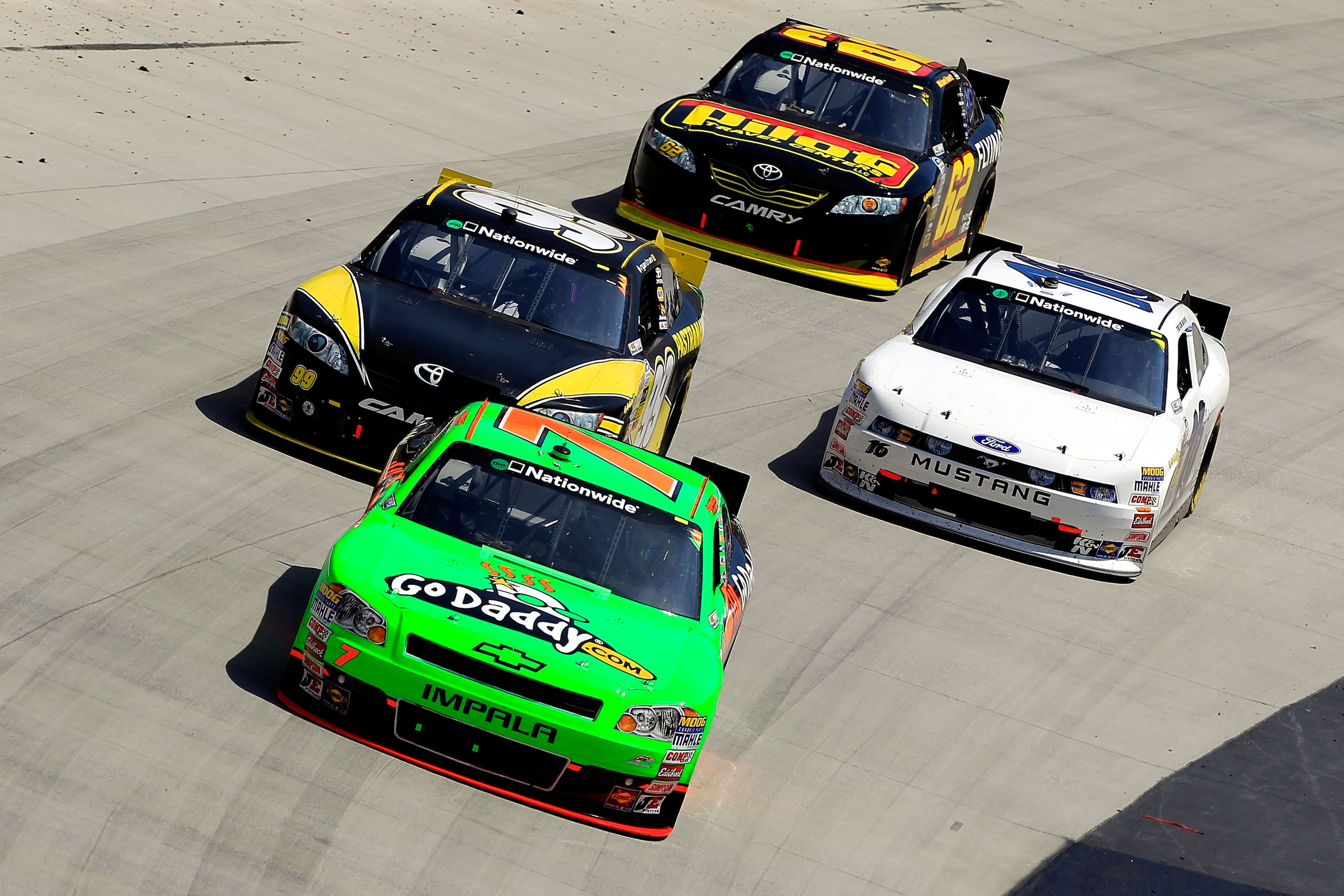 BRISTOL, TN - MARCH 19: Danica Patrick, driver of the #7 GoDaddy.com Chevrolet, leads a group of cars during the NASCAR Nationwide Series Scotts EZ Seed 300 at Bristol Motor Speedway on March 19, 2011 in Bristol, Tennessee. (Photo by Chris Trotman/Getty BRISTOL, TN - MARCH 19: Danica Patrick, driver of the #7 GoDaddy.com Chevrolet, leads a group of cars during the NASCAR Nationwide Series Scotts EZ Seed 300 at Bristol Motor Speedway on March 19, 2011 in Bristol, Tennessee. (Photo by Chris Trotman/Getty