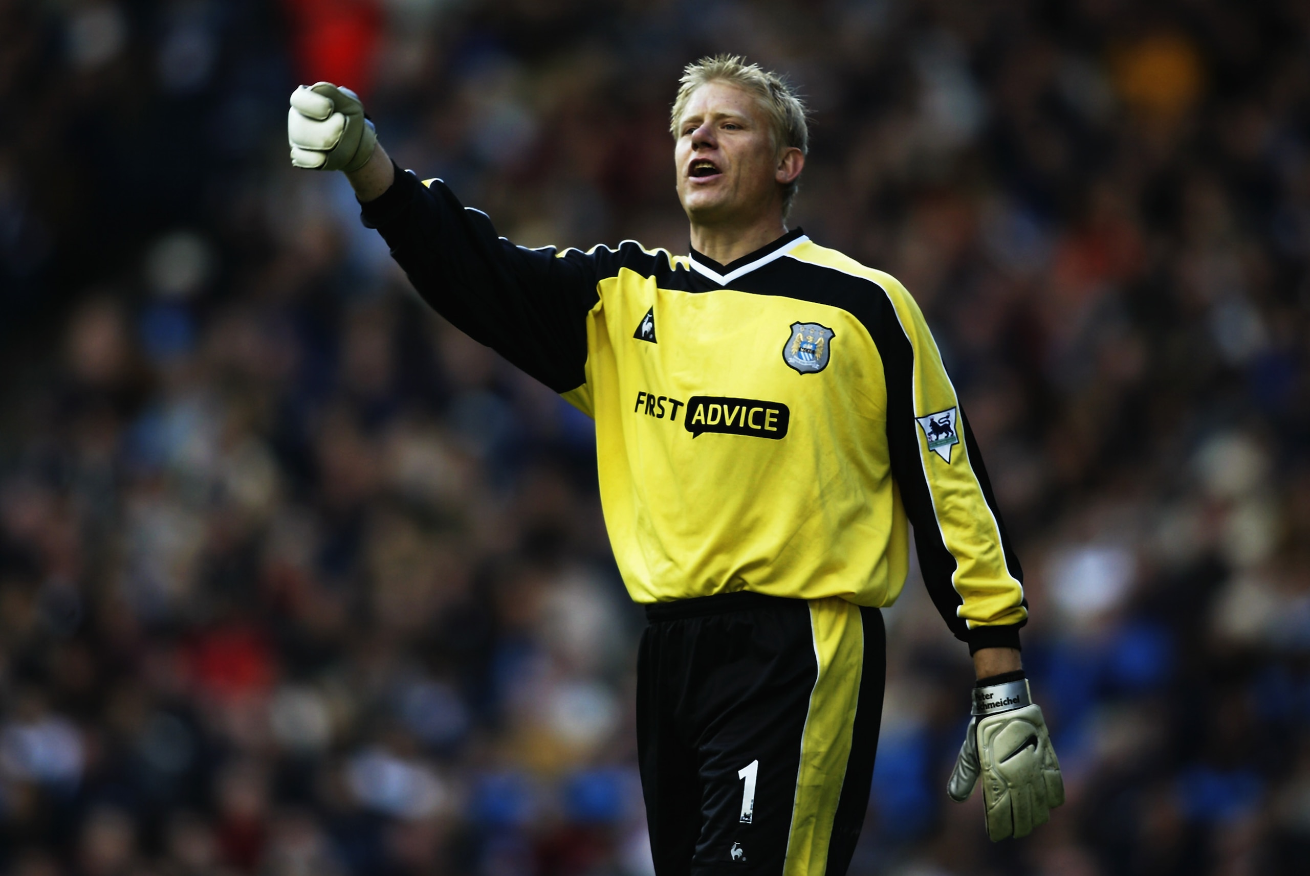 MANCHESTER - OCTOBER 19: Peter Schmeichel of Manchester City during the FA Barclaycard Premiership match on October 19, 2002 between Manchester City v Chelsea at the Maine Road stadium in Manchester, England. (Photo by Gary M.Prior/Getty Images) MANCHESTER - OCTOBER 19: Peter Schmeichel of Manchester City during the FA Barclaycard Premiership match on October 19, 2002 between Manchester City v Chelsea at the Maine Road stadium in Manchester, England. (Photo by Gary M.Prior/Getty Images)