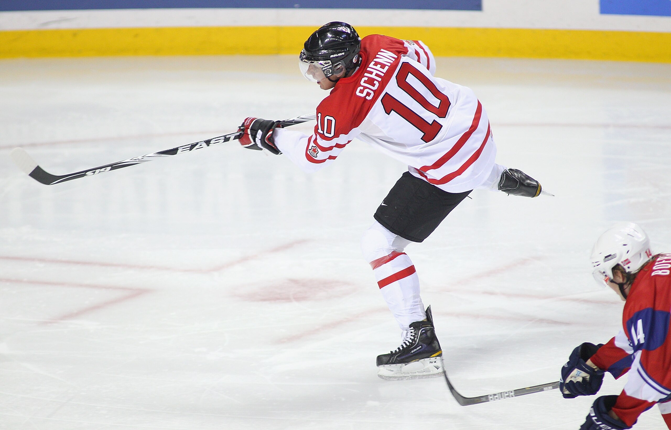 BUFFALO, NY - DECEMBER 29:  Brayden Schenn #10  of Canada skates against Norway during the 2011 IIHF World U20 Championship game between the Canada and Norway  on December 29, 2010 in Buffalo, New York. Schenn had 4 goals in 10-1 win by Canada.  (Photo by