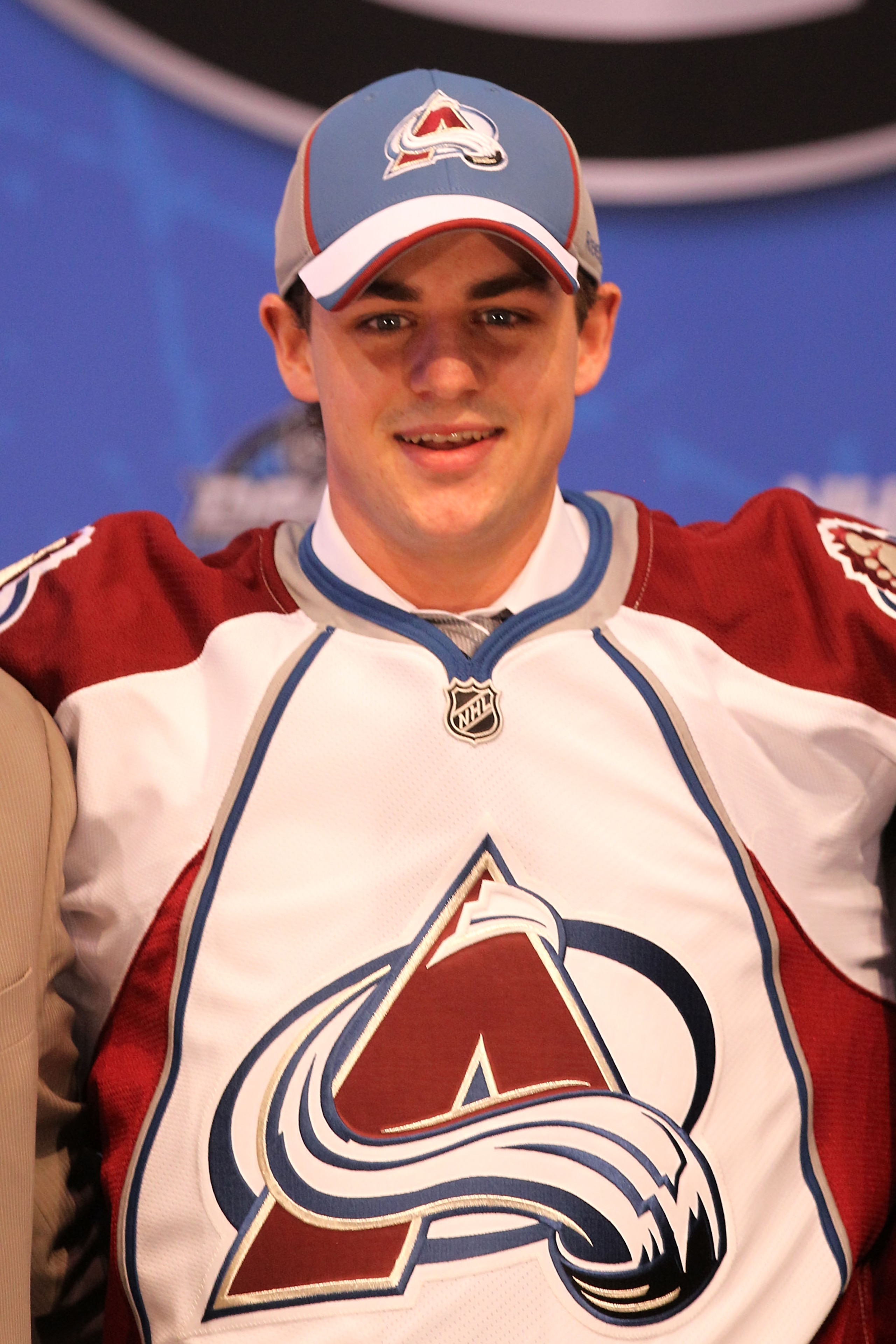 LOS ANGELES, CA - JUNE 25:  Joey Hishon, drafted 17th overall by the Colorado Avalanche, poses on stage during the 2010 NHL Entry Draft at Staples Center on June 25, 2010 in Los Angeles, California.  (Photo by Bruce Bennett/Getty Images)