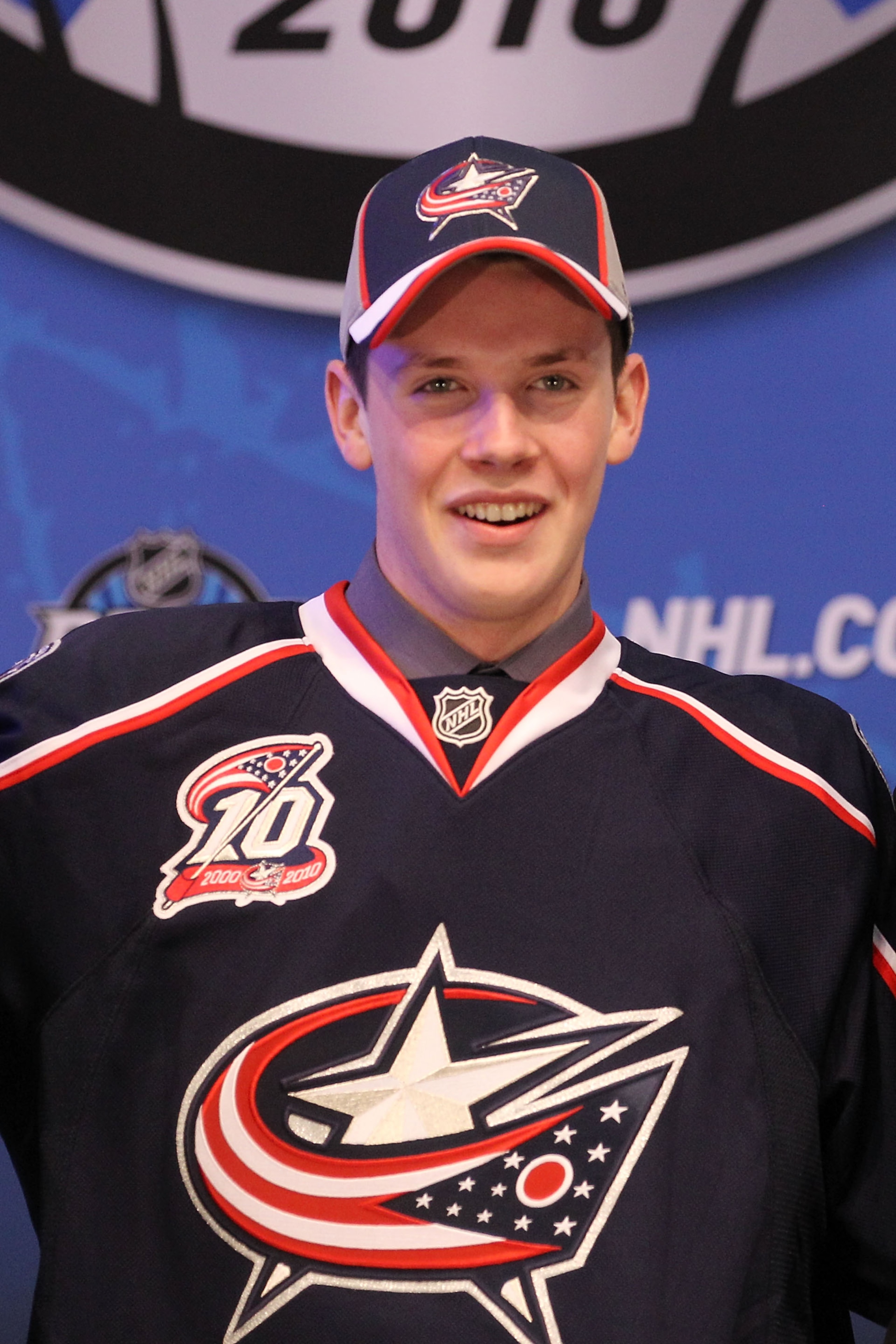 LOS ANGELES, CA - JUNE 25:  Ryan Johansen, drafted fourth overall by the Columbus Blue Jackets, poses on stage during the 2010 NHL Entry Draft at Staples Center on June 25, 2010 in Los Angeles, California.  (Photo by Bruce Bennett/Getty Images)
