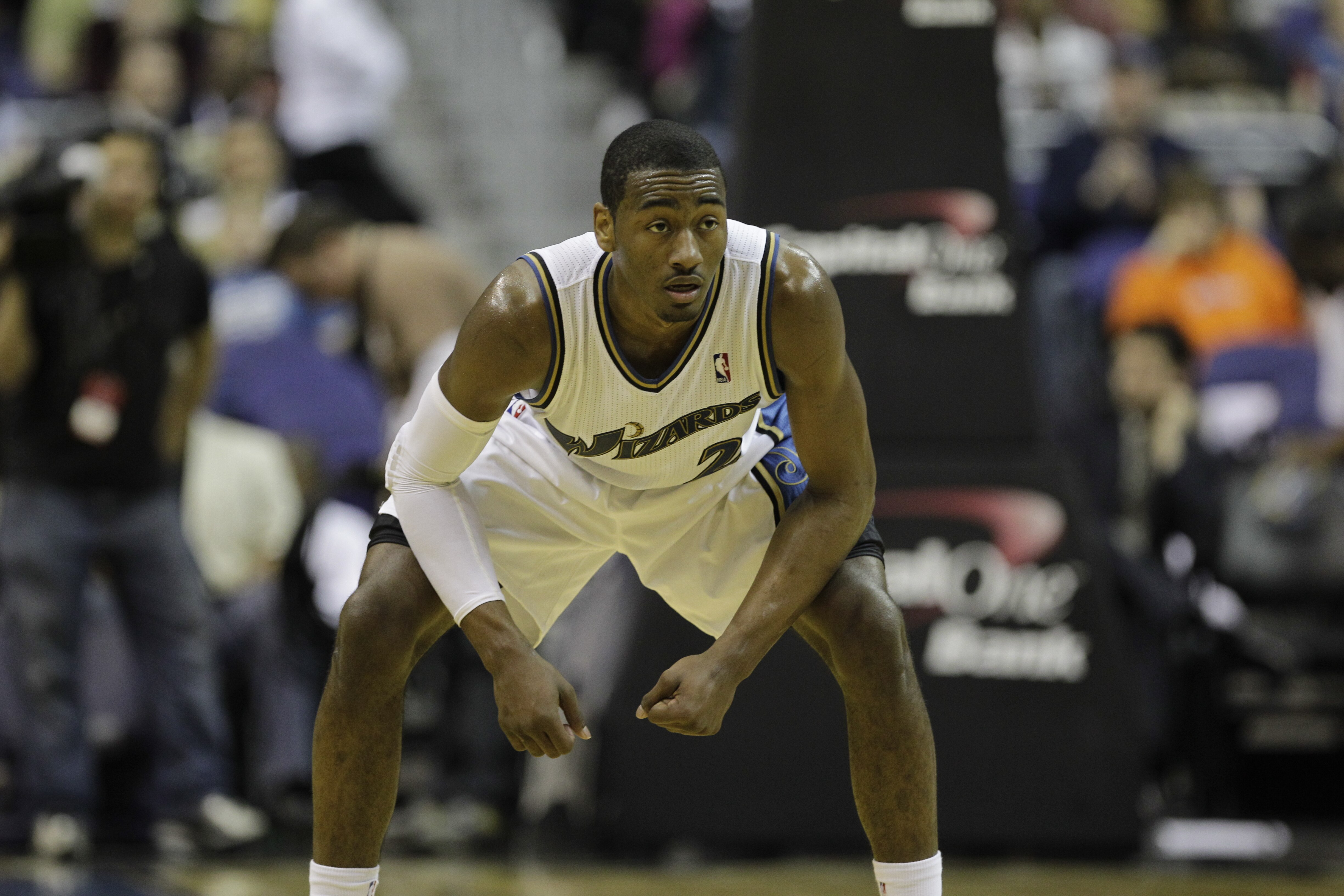 WASHINGTON, DC - MARCH 05:  John Wall #2 of the Washington Wizards shoots a free throw against the Minnesota Timberwolves at the Verizon Center on March 5, 2011 in Washington, DC. NOTE TO USER: User expressly acknowledges and agrees that, by downloading a