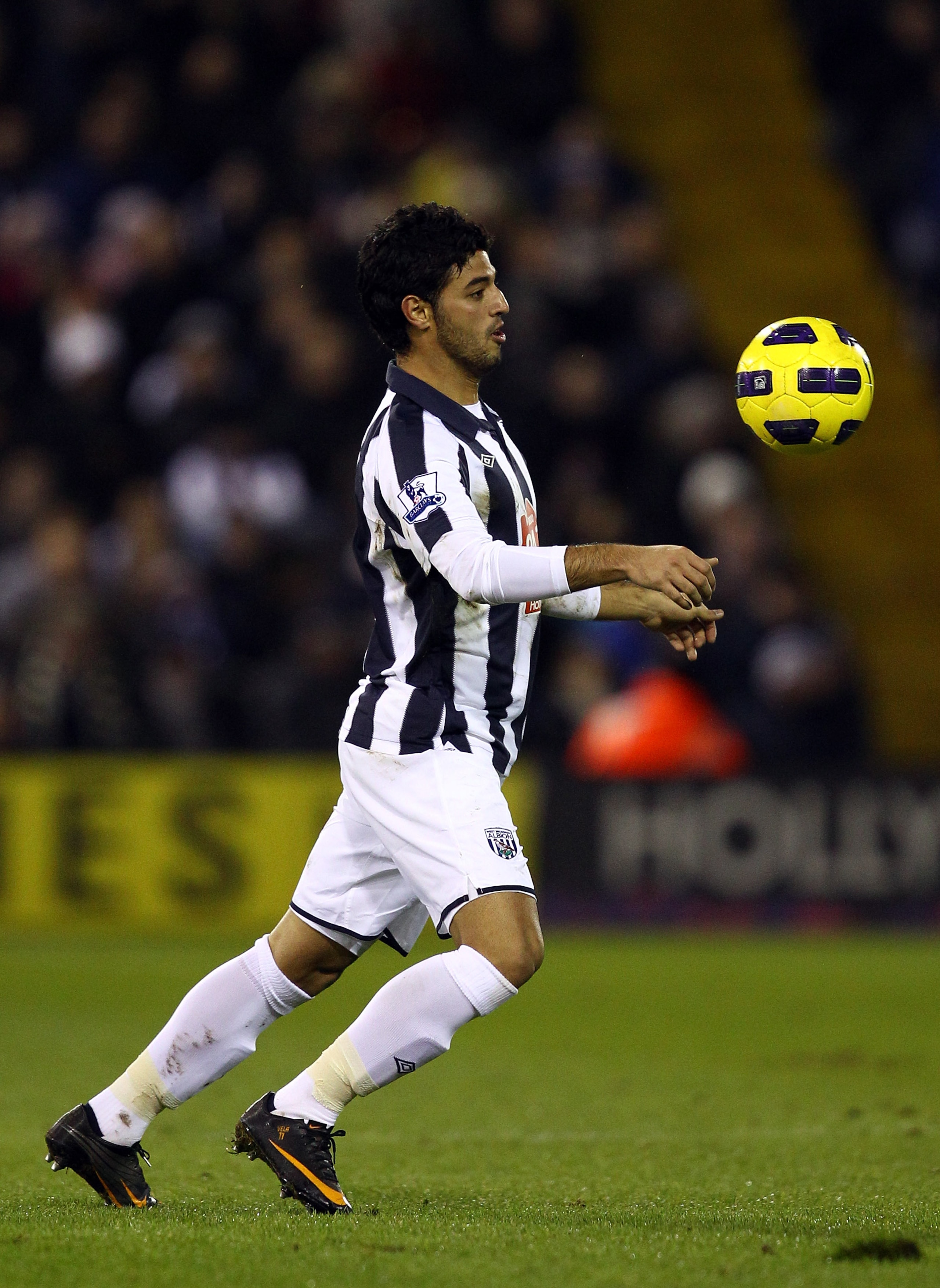 WEST BROMWICH, ENGLAND - FEBRUARY 01:  Carlos Vela of West Brom in action during the Barclays Premier League match between West Bromwich Albion and Wigan Athletic at The Hawthorns on February 1, 2011 in West Bromwich, England.  (Photo by Richard Heathcote