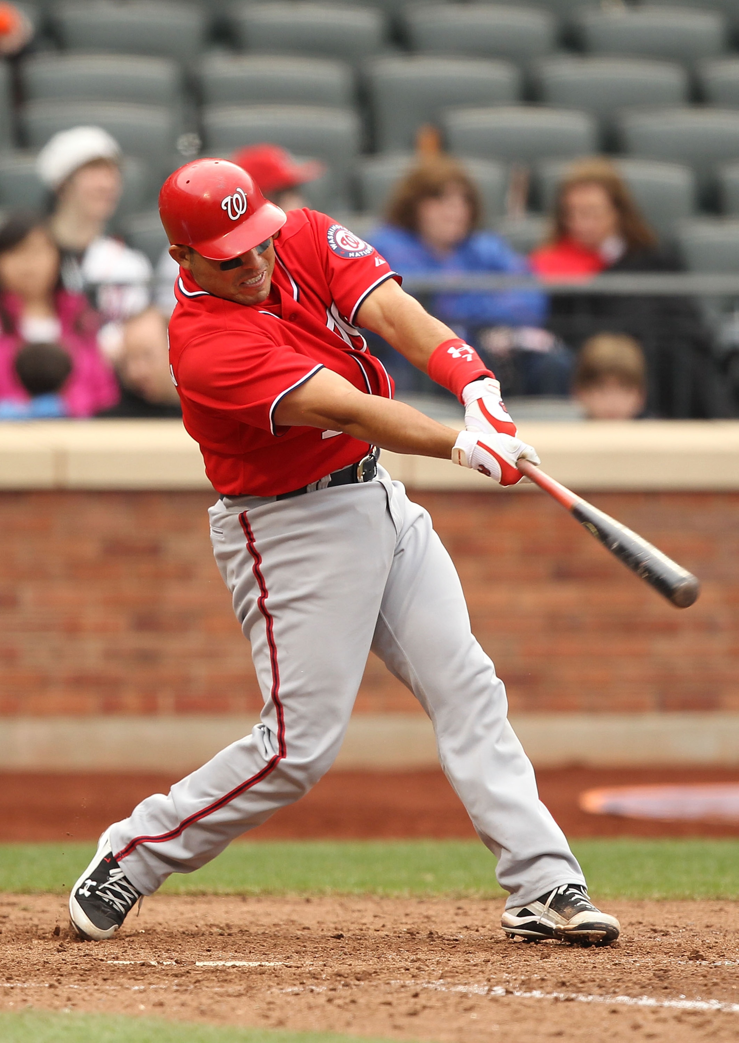 NEW YORK, NY - APRIL 10:  Ivan Rodriguez #7 of the Washington Nationals in action against the New York Mets during their game on April 10, 2011 at Citi Field in the Flushing neighborhood of the Queens borough of New York City.  (Photo by Al Bello/Getty Im