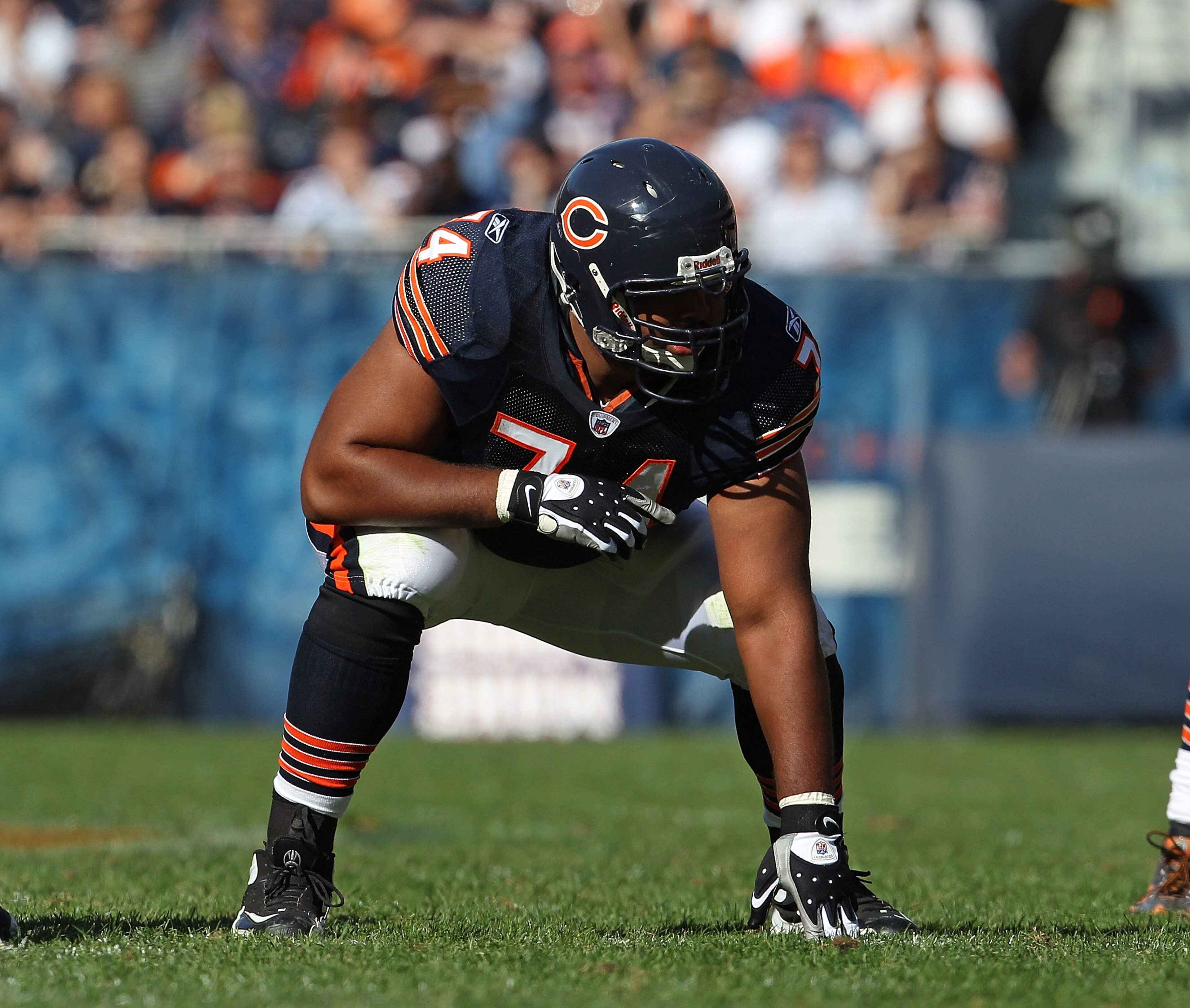 CHICAGO - OCTOBER 17: Chris Williams #74 of the Chicago Bears awaits the start of play against the Seattle Seahawks at Soldier Field on October 17, 2010 in Chicago, Illinois. The Seahawks defeated the Bears 23-20. (Photo by Jonathan Daniel/Getty Images) CHICAGO - OCTOBER 17: Chris Williams #74 of the Chicago Bears awaits the start of play against the Seattle Seahawks at Soldier Field on October 17, 2010 in Chicago, Illinois. The Seahawks defeated the Bears 23-20. (Photo by Jonathan Daniel/Getty Images)