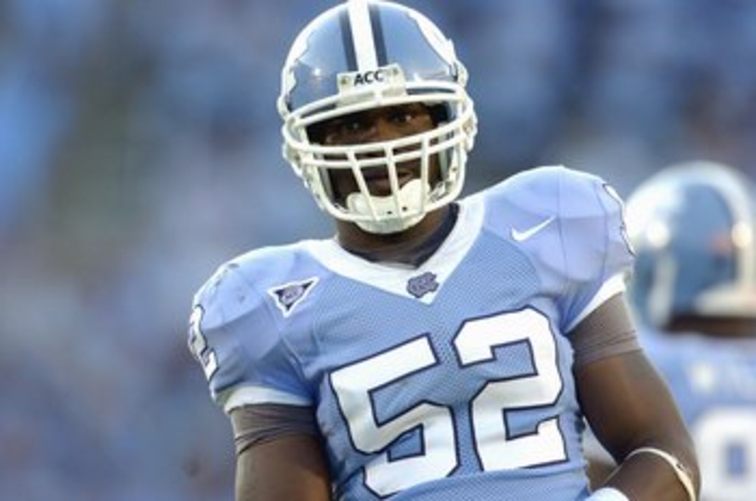 CHAPEL HILL, NC - OCTOBER 13: Quan Sturdivant #52 of the North Carolina Tar Heels looks on during the game against the South Carolina Gamecocks at Kenan Stadium October 13, 2007 in Chapel Hill, North Carolina. South Carolina won 21-15. (Photo by Grant Hal CHAPEL HILL, NC - OCTOBER 13: Quan Sturdivant #52 of the North Carolina Tar Heels looks on during the game against the South Carolina Gamecocks at Kenan Stadium October 13, 2007 in Chapel Hill, North Carolina. South Carolina won 21-15. (Photo by Grant Hal