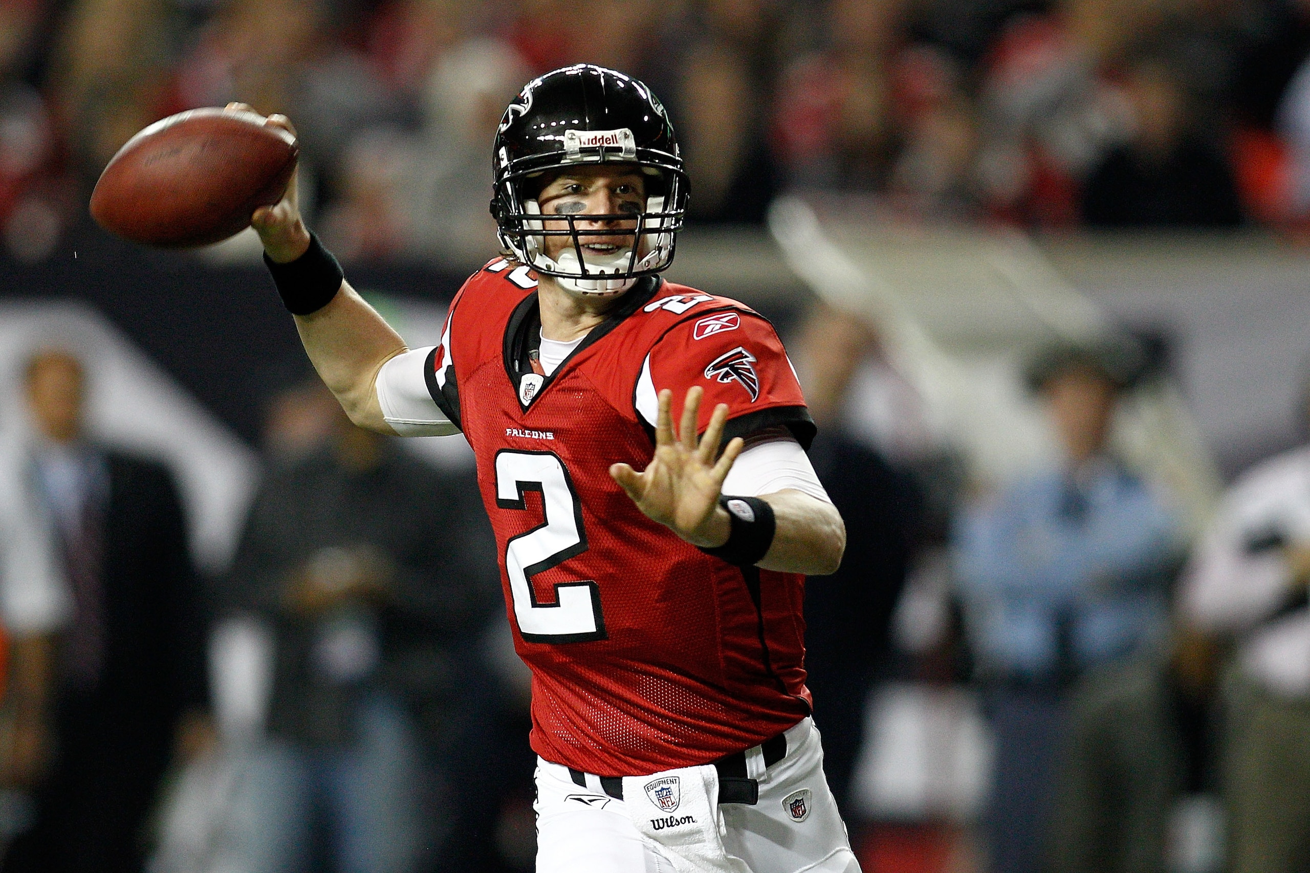 ATLANTA, GA - JANUARY 15: Quarterback Matt Ryan #2 of the Atlanta Falcons throws a pass against the Green Bay Packers during their 2011 NFC divisional playoff game at Georgia Dome on January 15, 2011 in Atlanta, Georgia. The Packers won 48-21. (Photo by ATLANTA, GA - JANUARY 15: Quarterback Matt Ryan #2 of the Atlanta Falcons throws a pass against the Green Bay Packers during their 2011 NFC divisional playoff game at Georgia Dome on January 15, 2011 in Atlanta, Georgia. The Packers won 48-21. (Photo by