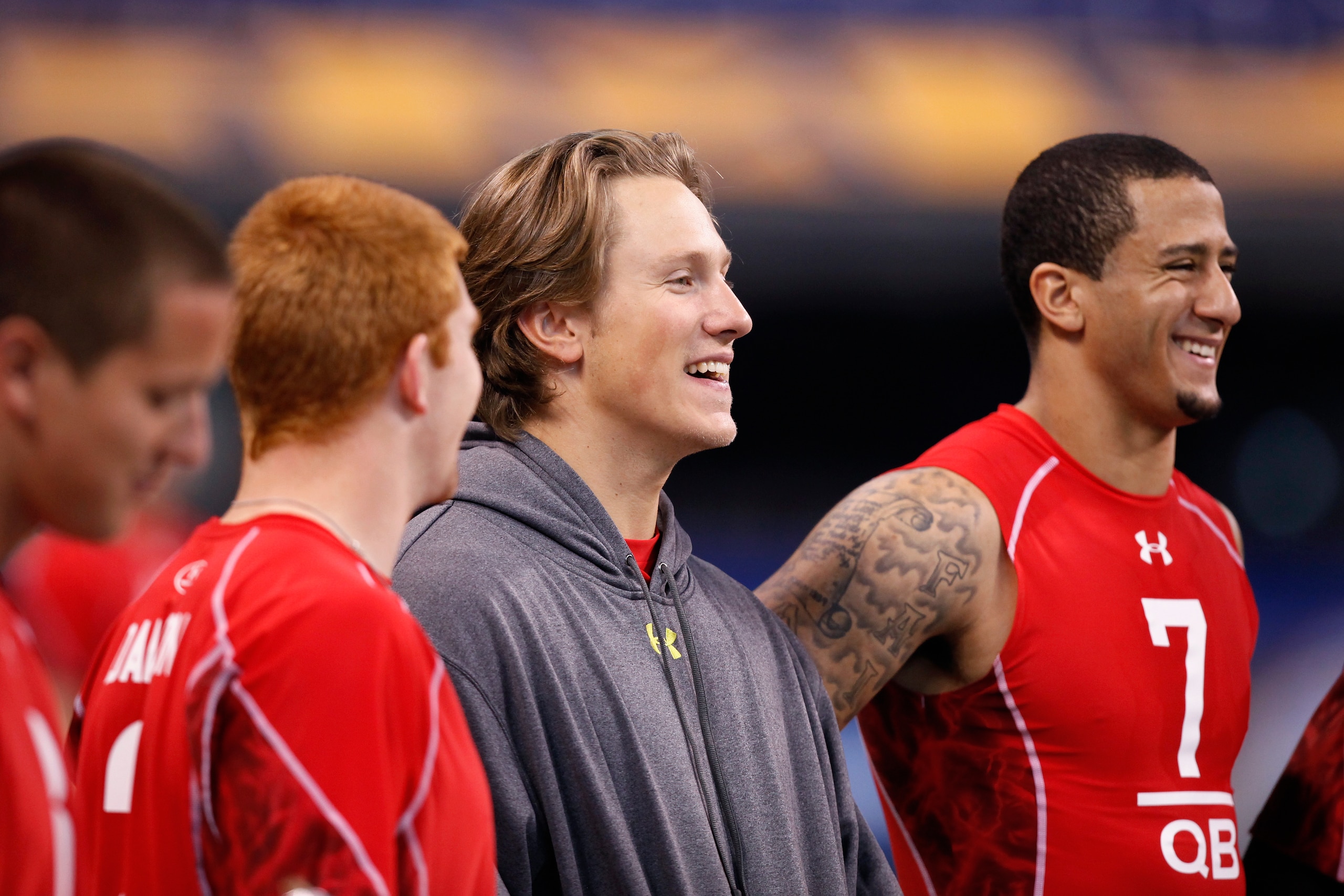 INDIANAPOLIS, IN - FEBRUARY 27: Blaine Gabbert looks on during the 2011 NFL Scouting Combine at Lucas Oil Stadium on February 27, 2011 in Indianapolis, Indiana. (Photo by Joe Robbins/Getty Images)