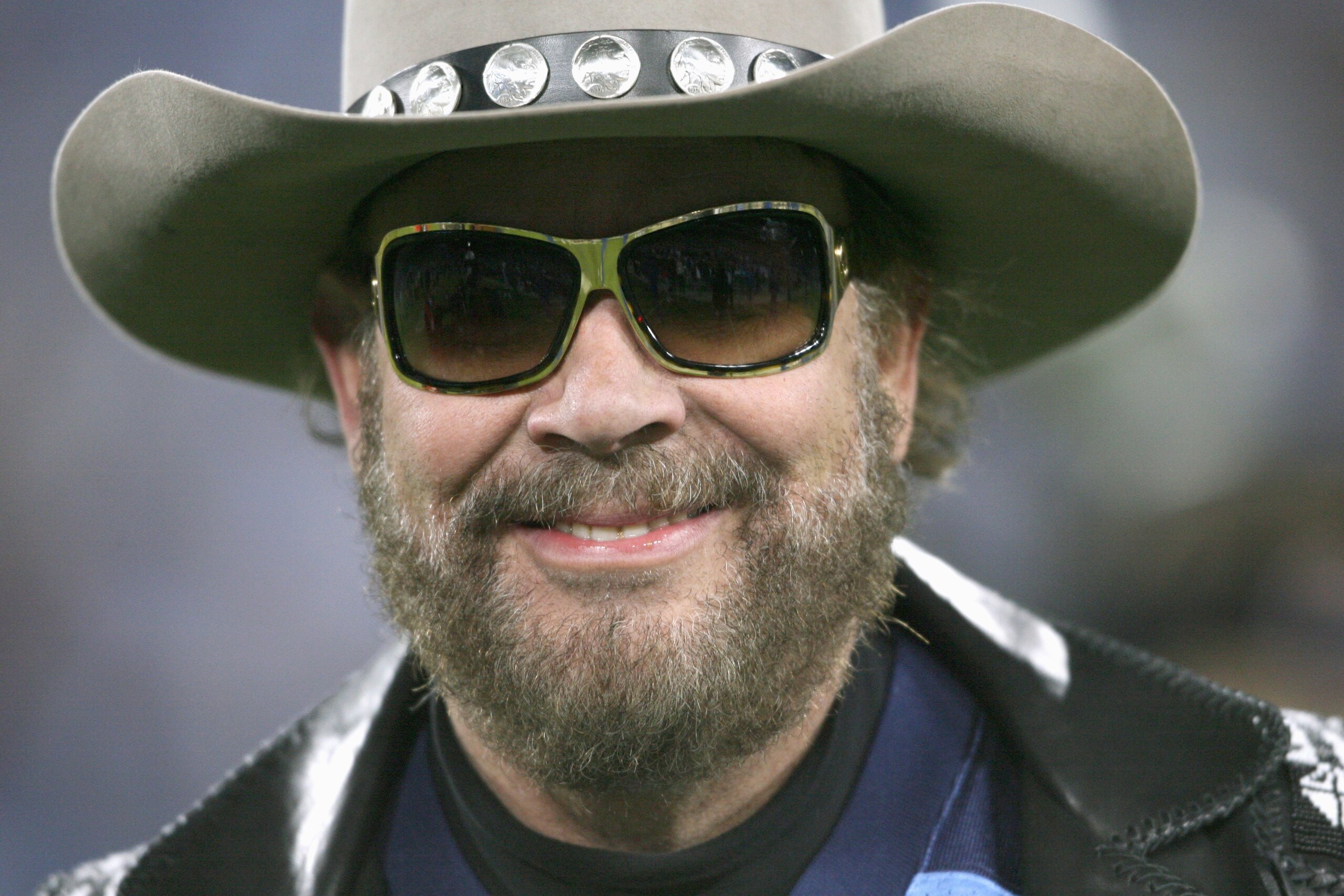 NASHVILLE, TN - OCTOBER 27: Hank Williams Jr. gets ready to sing the National Anthem prior to the game between the Indianapolis Colts against the Tennessee Titans at LP Field on October 27, 2008 in Nashville, Tennessee. The Titans defeated the Colts 31-21 NASHVILLE, TN - OCTOBER 27: Hank Williams Jr. gets ready to sing the National Anthem prior to the game between the Indianapolis Colts against the Tennessee Titans at LP Field on October 27, 2008 in Nashville, Tennessee. The Titans defeated the Colts 31-21