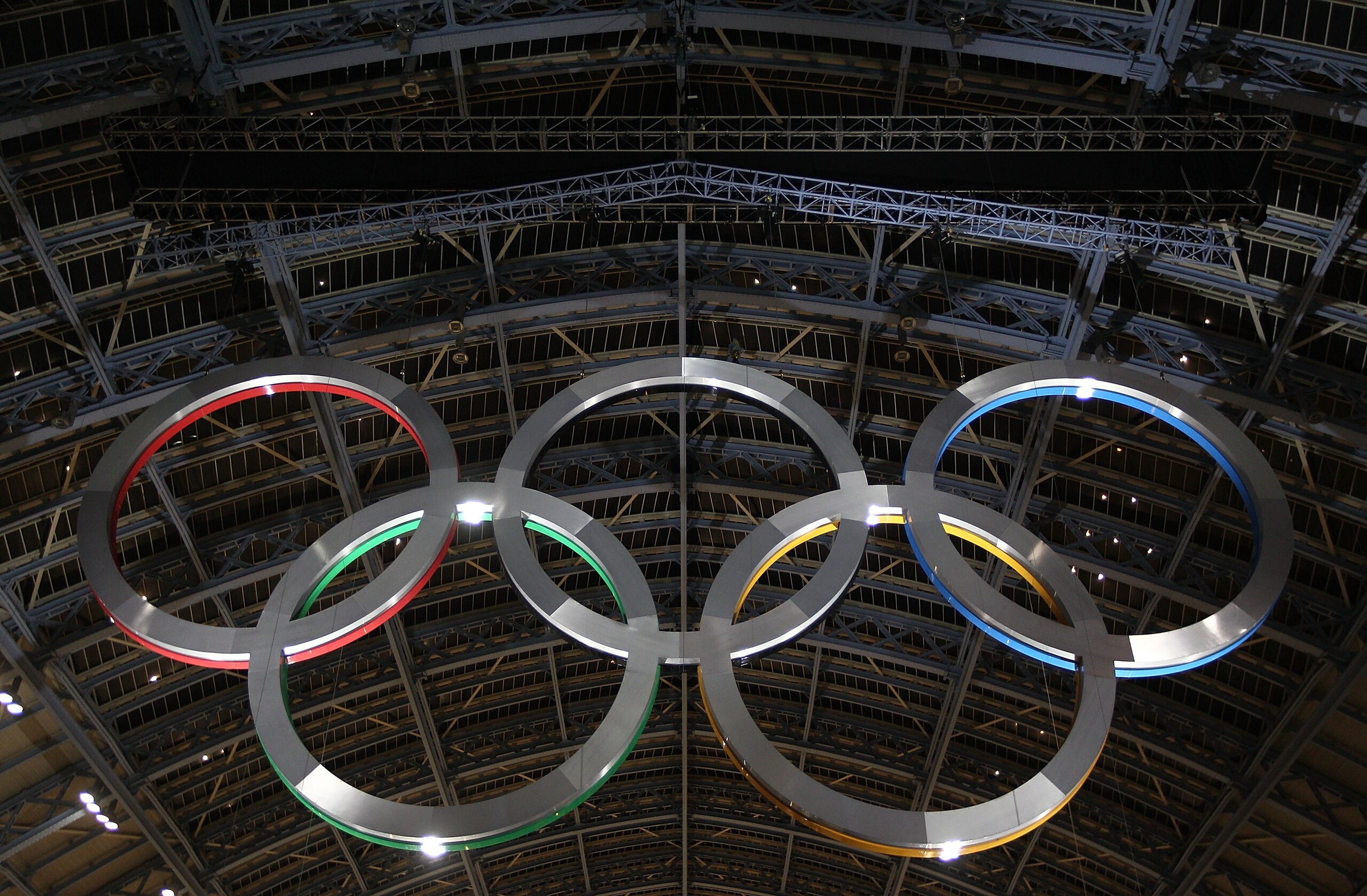 LONDON, ENGLAND - MARCH 03: A general view of St Pancras International Station and the Olympic Rings after LOCOG Chairman Seb Coe and the Mayor of London Boris Johnson unveiled the first example of how the capitalÂs major landmarks will display Olympic a LONDON, ENGLAND - MARCH 03: A general view of St Pancras International Station and the Olympic Rings after LOCOG Chairman Seb Coe and the Mayor of London Boris Johnson unveiled the first example of how the capitalÂs major landmarks will display Olympic a