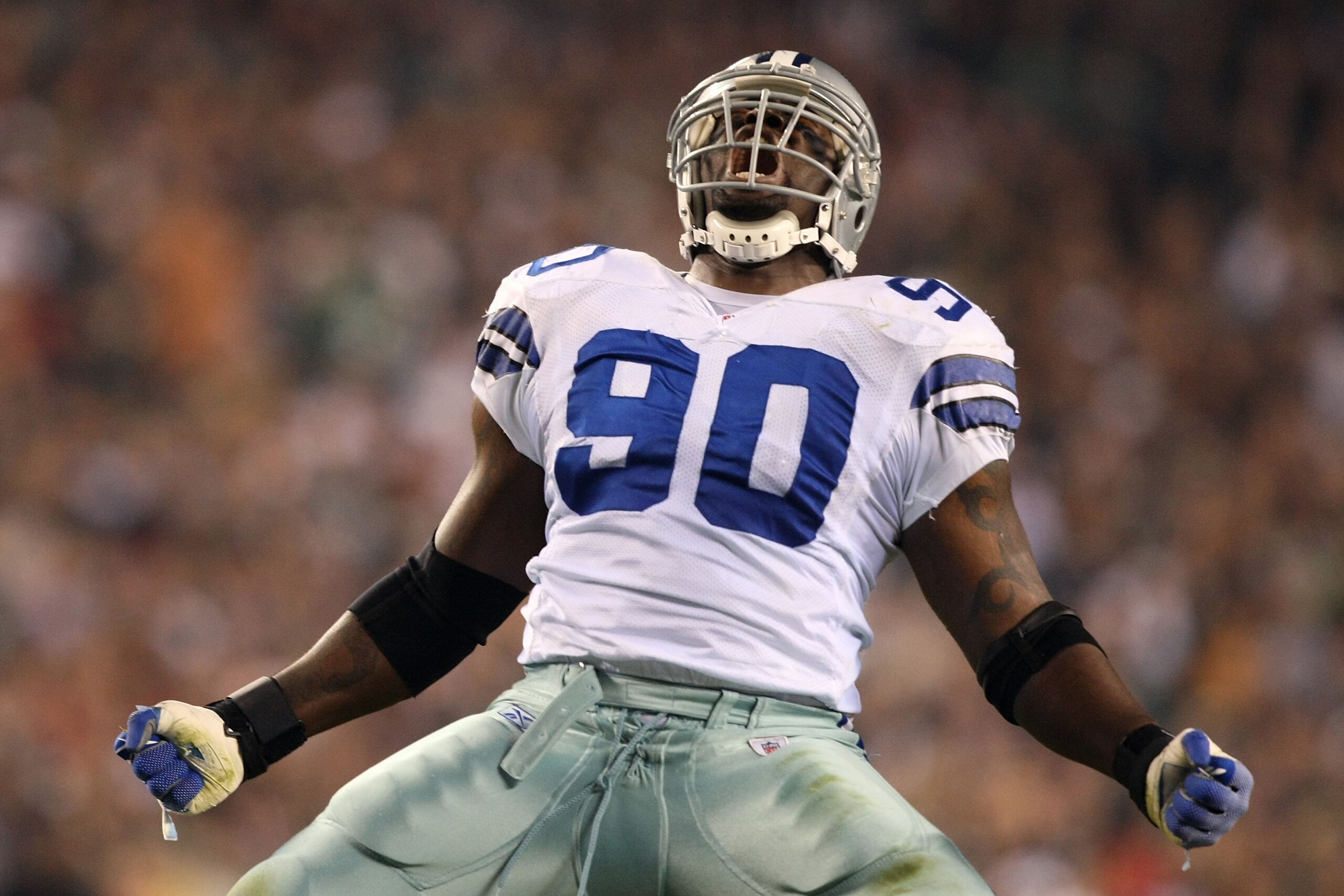 PHILADELPHIA - NOVEMBER 08: Jay Ratliff #90 of the Dallas Cowboys reacts after he sacked Donovan McNabb #5 of the Philadelphia Eagles at Lincoln Financial Field on November 8, 2009 in Philadelphia, Pennsylvania. (Photo by Al Bello/Getty Images) PHILADELPHIA - NOVEMBER 08: Jay Ratliff #90 of the Dallas Cowboys reacts after he sacked Donovan McNabb #5 of the Philadelphia Eagles at Lincoln Financial Field on November 8, 2009 in Philadelphia, Pennsylvania. (Photo by Al Bello/Getty Images)