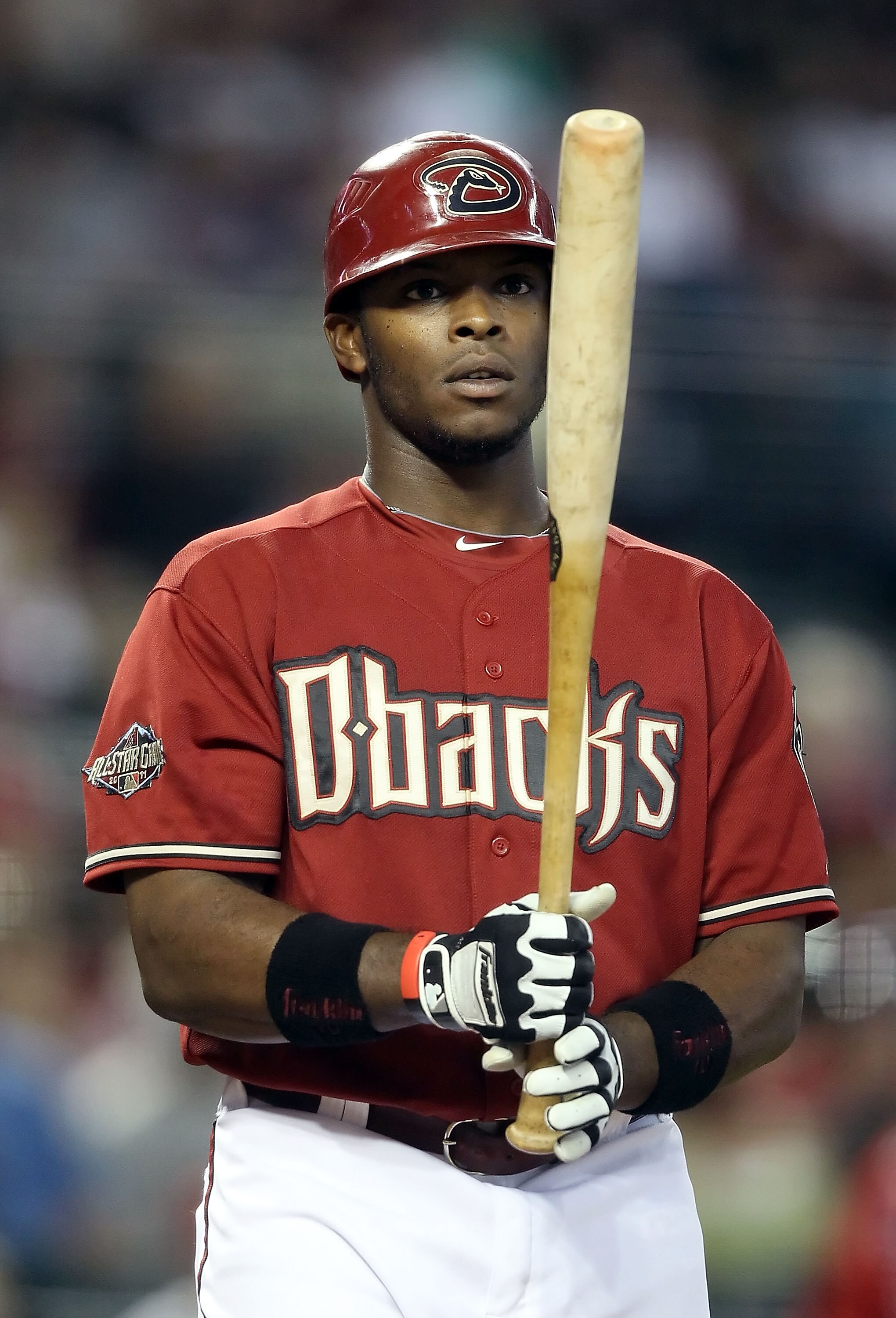 PHOENIX, AZ - APRIL 17:  Justin Upton #10 of the Arizona Diamondbacks bats against the San Francisco Giants during the Major League Baseball game at Chase Field on April 17, 2011 in Phoenix, Arizona.  (Photo by Christian Petersen/Getty Images)