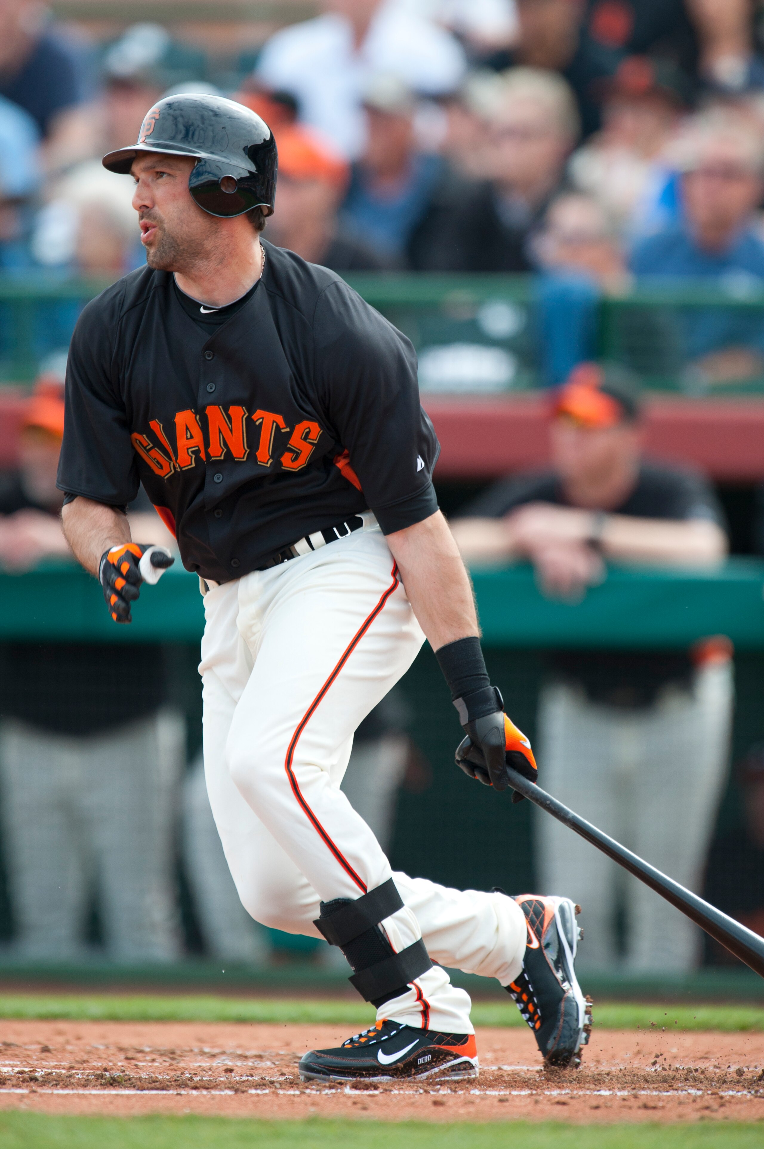 SCOTTSDALE, AZ - FEBRUARY 25: Mark DeRosa #7 of the San Francisco Giants bats during a spring training game against the Arizona Diamondbacks at Scottsdale Stadium on February 25, 2011 in Scottsdale, Arizona. (Photo by Rob Tringali/Getty Images) SCOTTSDALE, AZ - FEBRUARY 25: Mark DeRosa #7 of the San Francisco Giants bats during a spring training game against the Arizona Diamondbacks at Scottsdale Stadium on February 25, 2011 in Scottsdale, Arizona. (Photo by Rob Tringali/Getty Images)