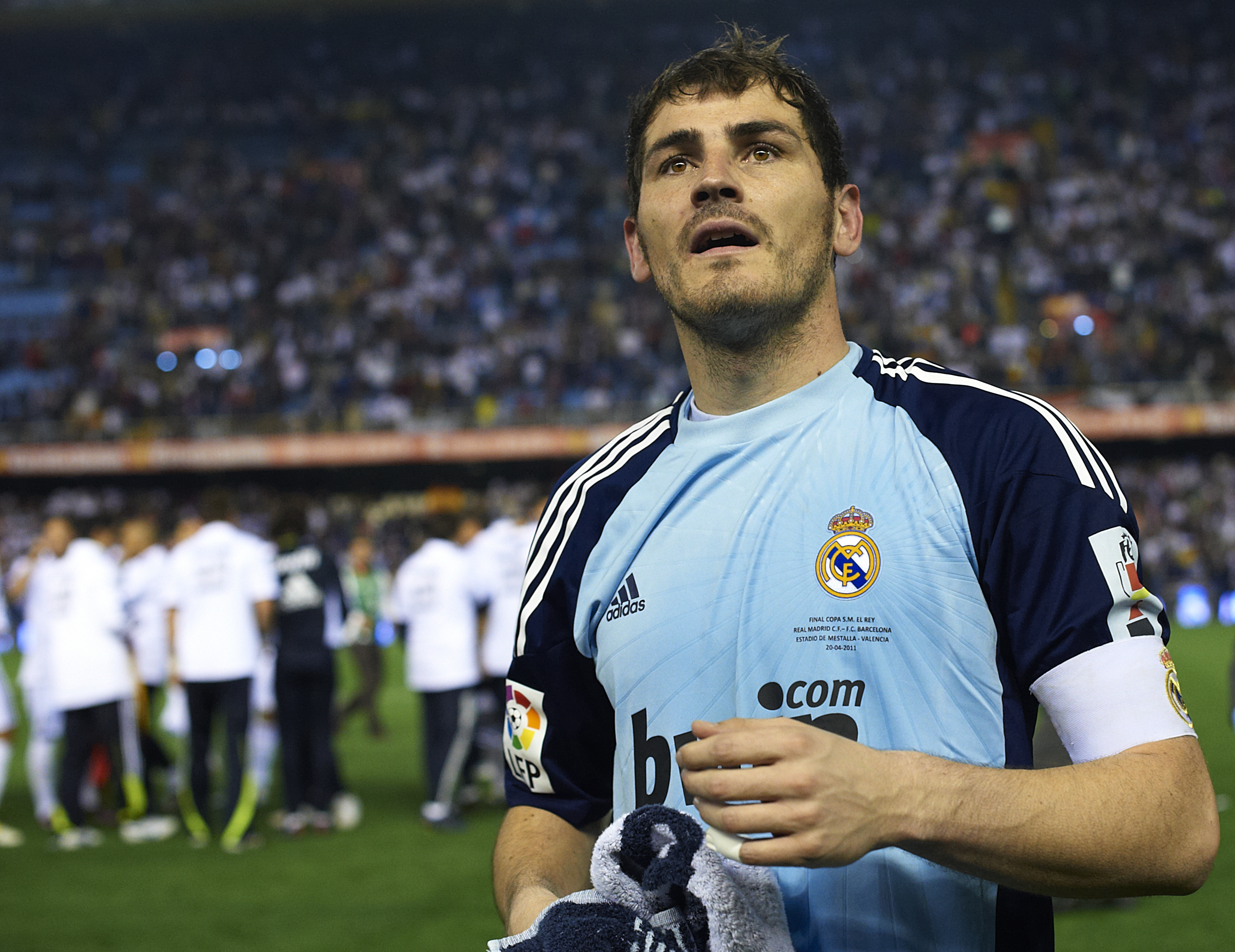 VALENCIA, BARCELONA - APRIL 20:  Iker Casillas of Real Madrid looks on after the Copa del Rey final match between Real Madrid and Barcelona at Estadio Mestalla on April 20, 2011 in Valencia, Spain. Real Madrid won 1-0.  (Photo by Manuel Queimadelos Alonso