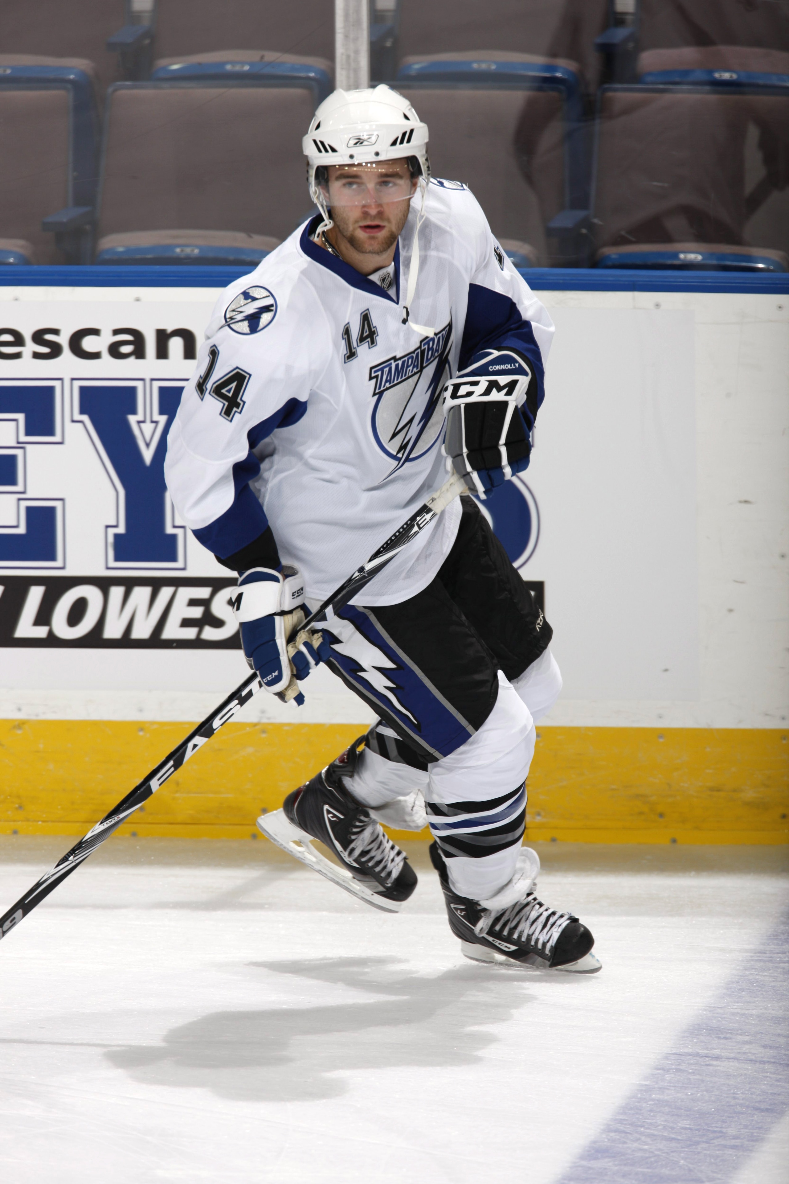 EDMONTON, CANADA - SEPTEMBER 23: Brett Connolly #14 of the  Tampa Bay Lightning skates against the Edmonton Oilers on September 23, 2010 at Rexall Place in Edmonton, Alberta, Canada. (Photo by Dale MacMillan/Getty Images)