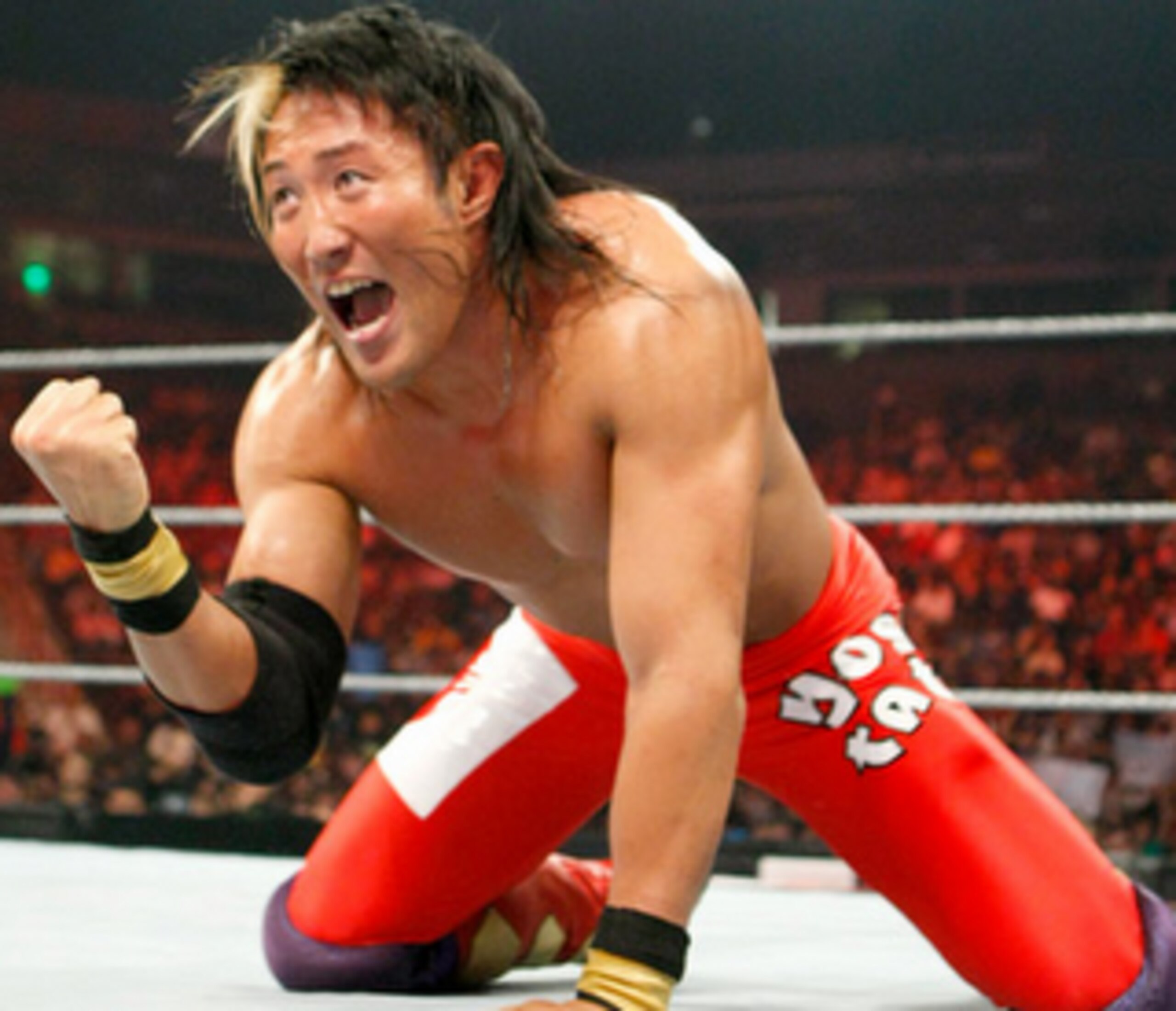 What do we have here? A rare Yoshi Tatsu in ring appearance. He is even celebrating a victory too. This is a moment to be rememberd.