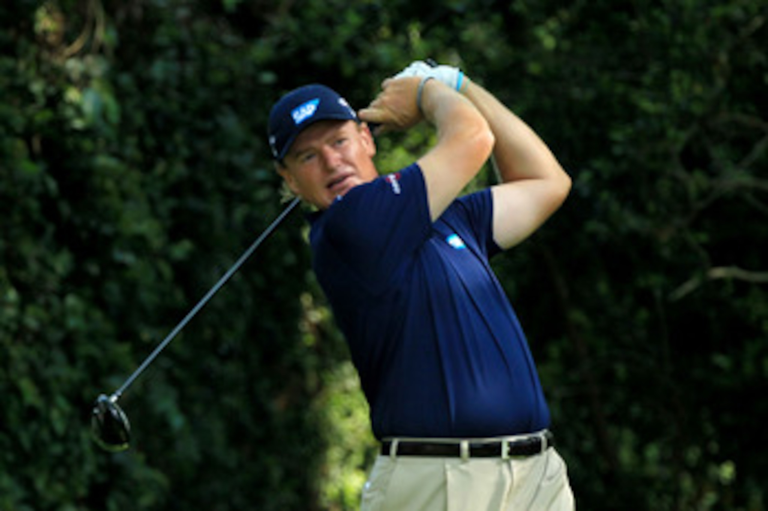 AUGUSTA, GA - APRIL 09:  Ernie Els of South Africa  watches his tee shot on the second hole during the third round of the 2011 Masters Tournament at Augusta National Golf Club on April 9, 2011 in Augusta, Georgia.  (Photo by David Cannon/Getty Images)