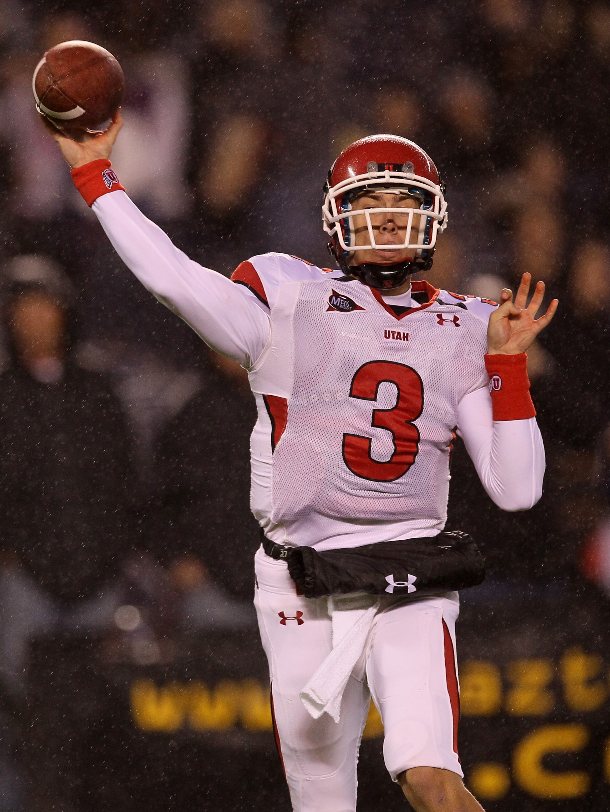 SAN DIEGO - NOVEMBER 20: Quarterback Jordan Wynn #3 of the Utah Utes throws a pass against the San Diego State Aztecs at Qualcomm Stadium on November 20, 2010 in San Diego, California. (Photo by Stephen Dunn/Getty Images) SAN DIEGO - NOVEMBER 20: Quarterback Jordan Wynn #3 of the Utah Utes throws a pass against the San Diego State Aztecs at Qualcomm Stadium on November 20, 2010 in San Diego, California. (Photo by Stephen Dunn/Getty Images)
