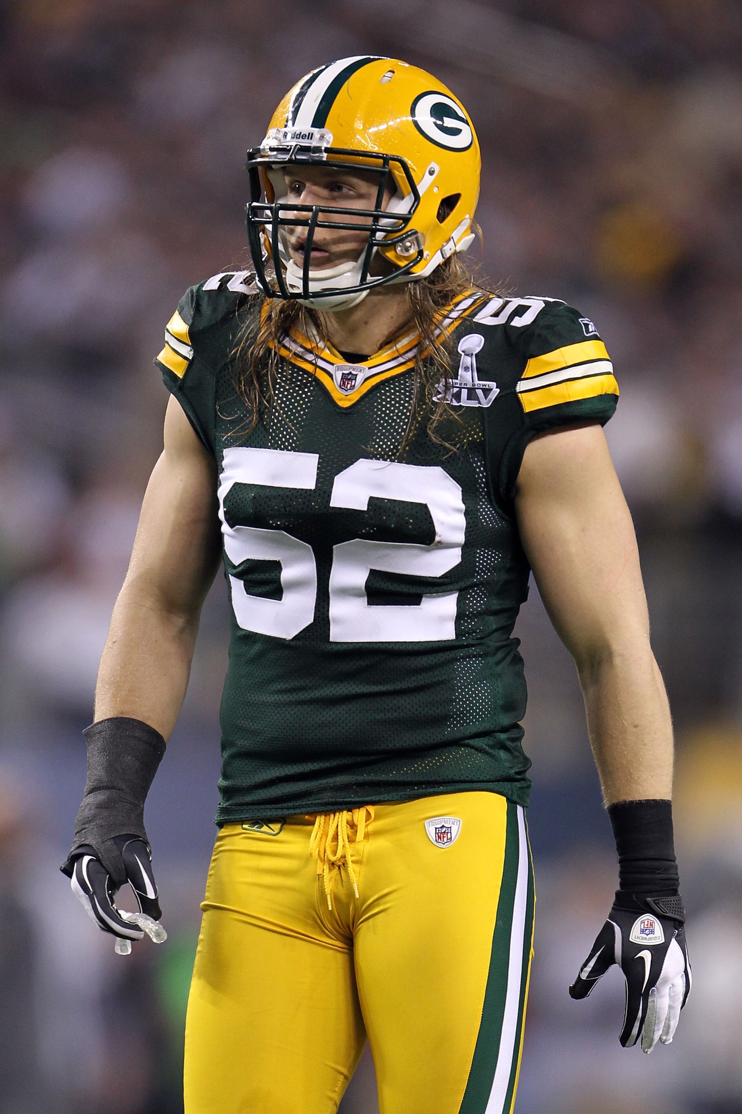 ARLINGTON, TX - FEBRUARY 06: Clay Matthews #52 of the Green Bay Packers looks on during Super Bowl XLV against the Pittsburgh Steelers at Cowboys Stadium on February 6, 2011 in Arlington, Texas. (Photo by Jamie Squire/Getty Images) ARLINGTON, TX - FEBRUARY 06: Clay Matthews #52 of the Green Bay Packers looks on during Super Bowl XLV against the Pittsburgh Steelers at Cowboys Stadium on February 6, 2011 in Arlington, Texas. (Photo by Jamie Squire/Getty Images)
