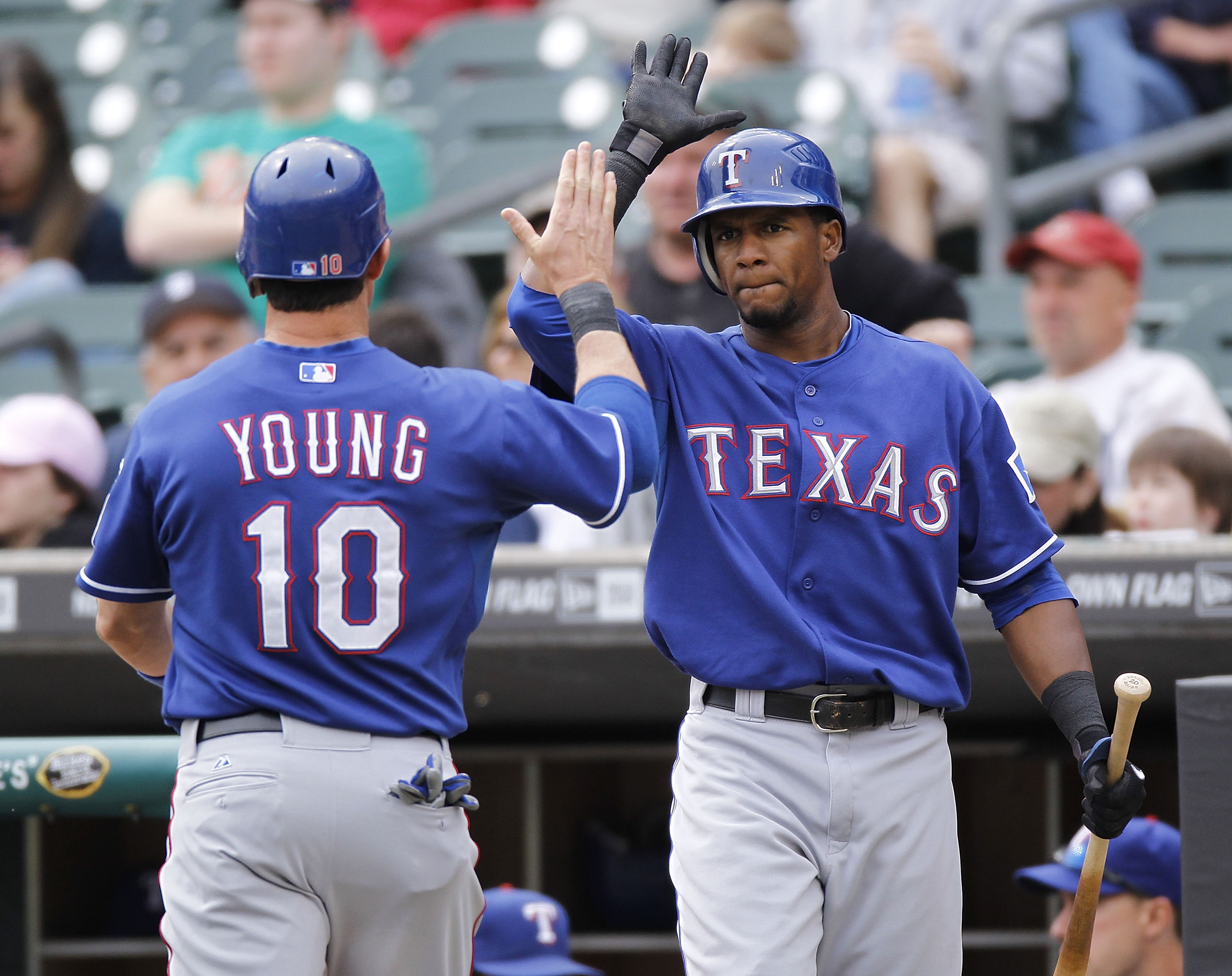 Adrian Beltre of the Texas Rangers celebrates with Nelson Cruz after  News Photo - Getty Images