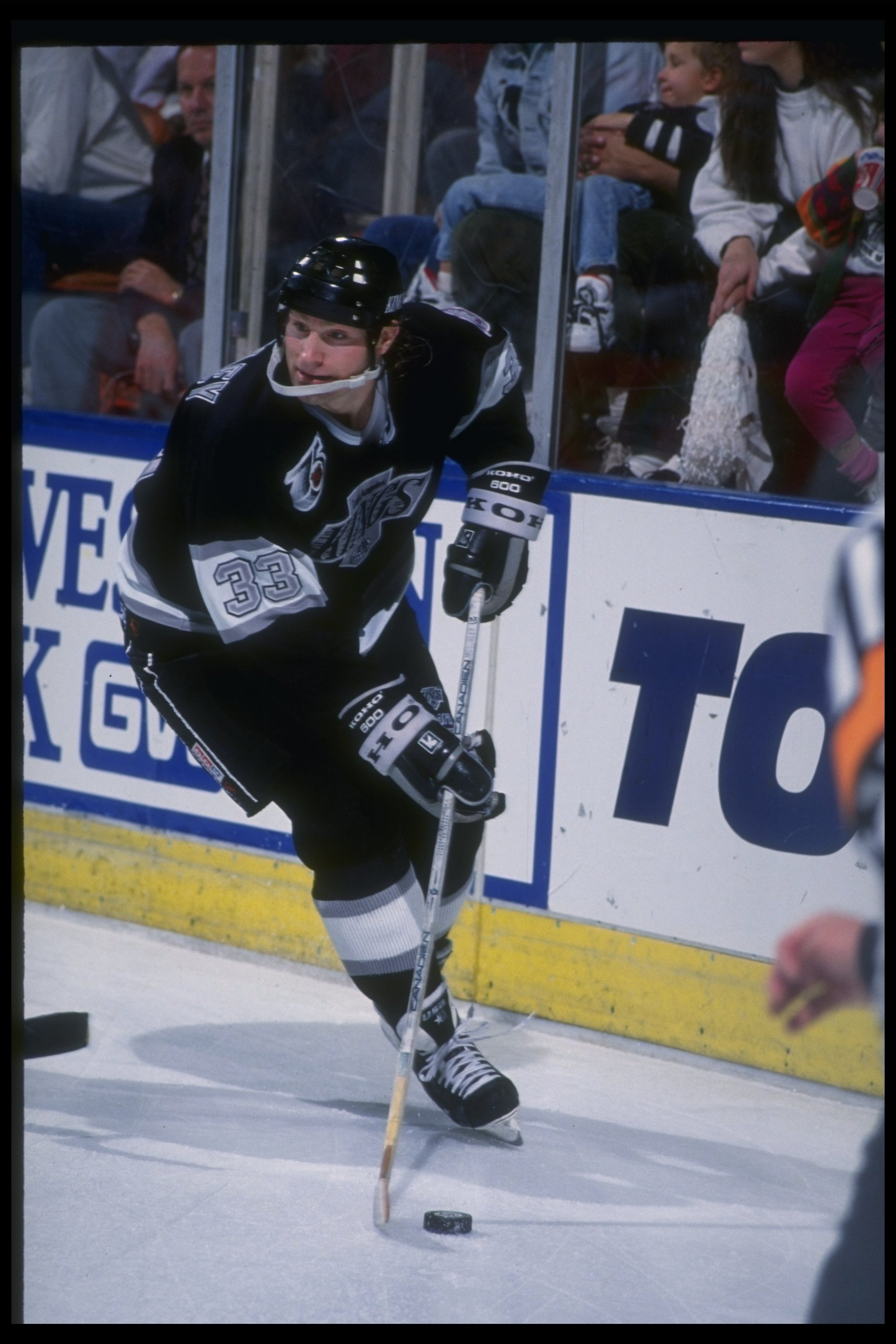 17 Feb 1992: Defenseman Marty McSorley of the Los Angeles Kings during a game against the Boston Bruins at the Great Western Forum in Inglewood, California.