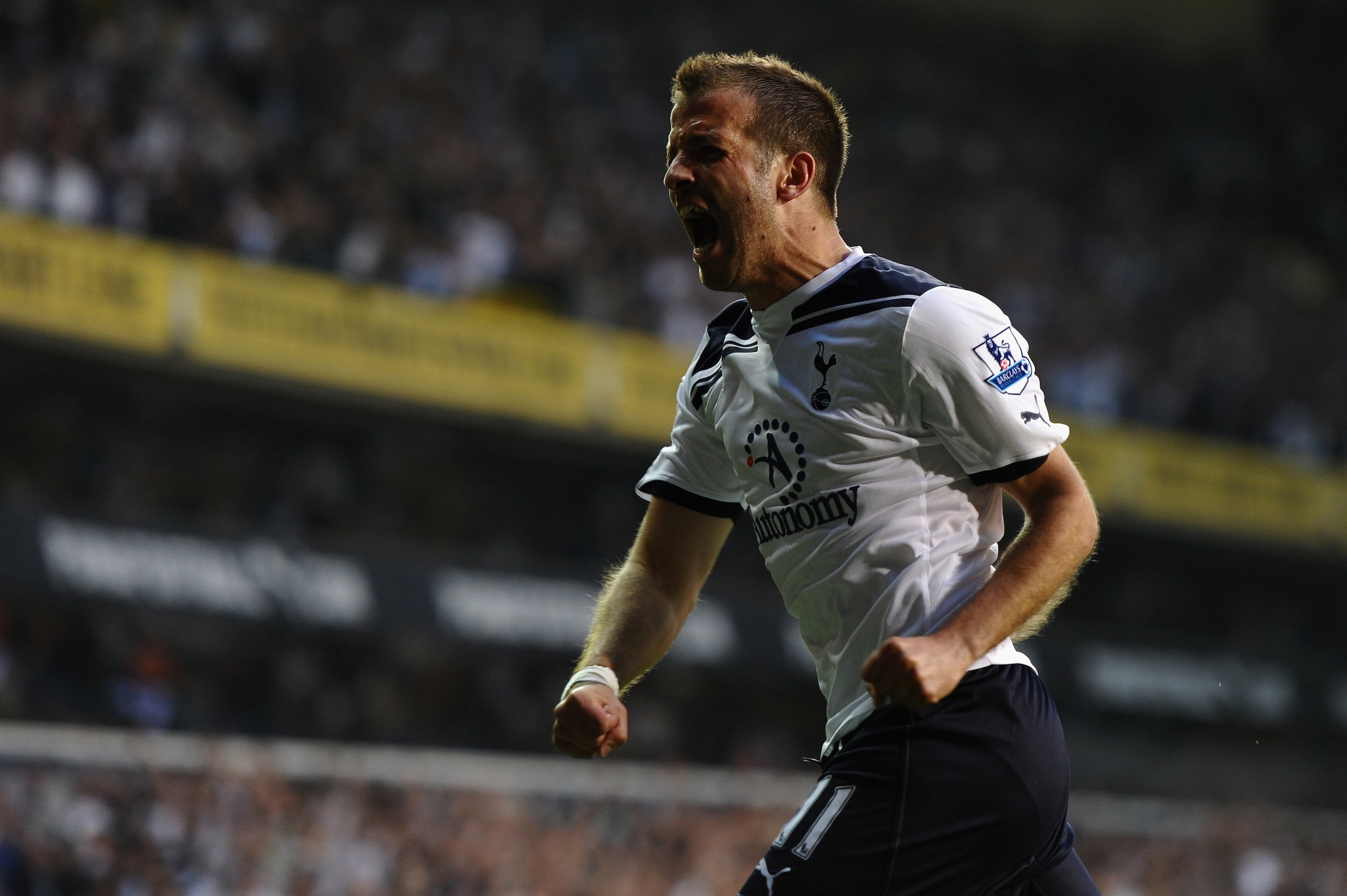 LONDON, ENGLAND - APRIL 20: Rafael Van der Vaart of Spurs celebrates scoring their first goal during the Barclays Premier League match between Tottenham Hotspur and Arsenal at White Hart Lane on April 20, 2011 in London, England. (Photo by Laurence Grif LONDON, ENGLAND - APRIL 20: Rafael Van der Vaart of Spurs celebrates scoring their first goal during the Barclays Premier League match between Tottenham Hotspur and Arsenal at White Hart Lane on April 20, 2011 in London, England. (Photo by Laurence Grif