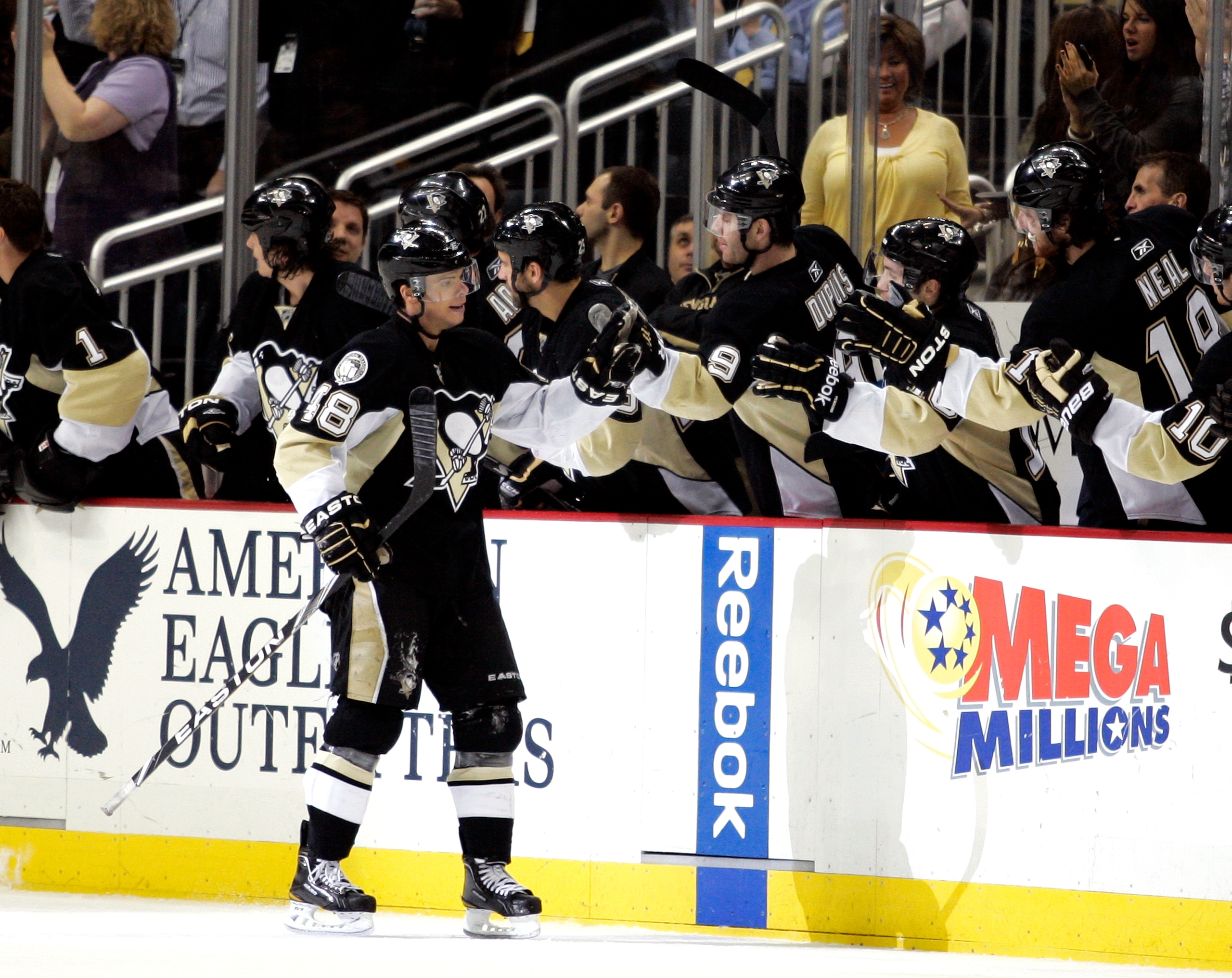 PITTSBURGH, PA - MARCH 29: Tyler Kennedy #48 of the Pittsburgh Penguins celebrates his second period goal against the Philadelphia Flyers at Consol Energy Center on March 29, 2011 in Pittsburgh, Pennsylvania. (Photo by Justin K. Aller/Getty Images) PITTSBURGH, PA - MARCH 29: Tyler Kennedy #48 of the Pittsburgh Penguins celebrates his second period goal against the Philadelphia Flyers at Consol Energy Center on March 29, 2011 in Pittsburgh, Pennsylvania. (Photo by Justin K. Aller/Getty Images)