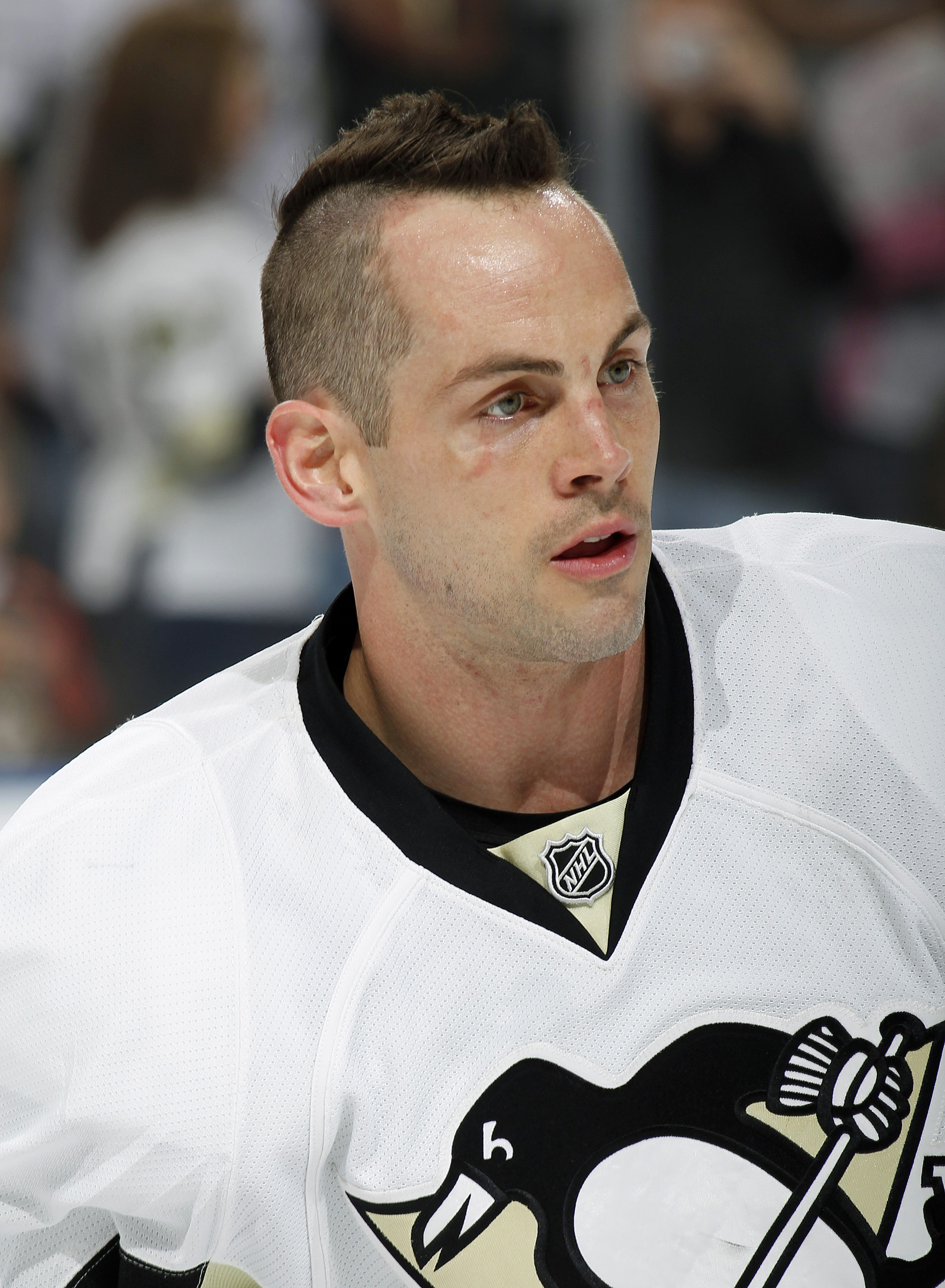 SUNRISE, FL - APRIL 2: Craig Adams #27 of the Pittsburgh Penguins skates prior to the NHL game against the Florida Panthers on April 2, 2011 at the BankAtlantic Center in Sunrise, Florida. (Photo by Joel Auerbach/Getty Images)