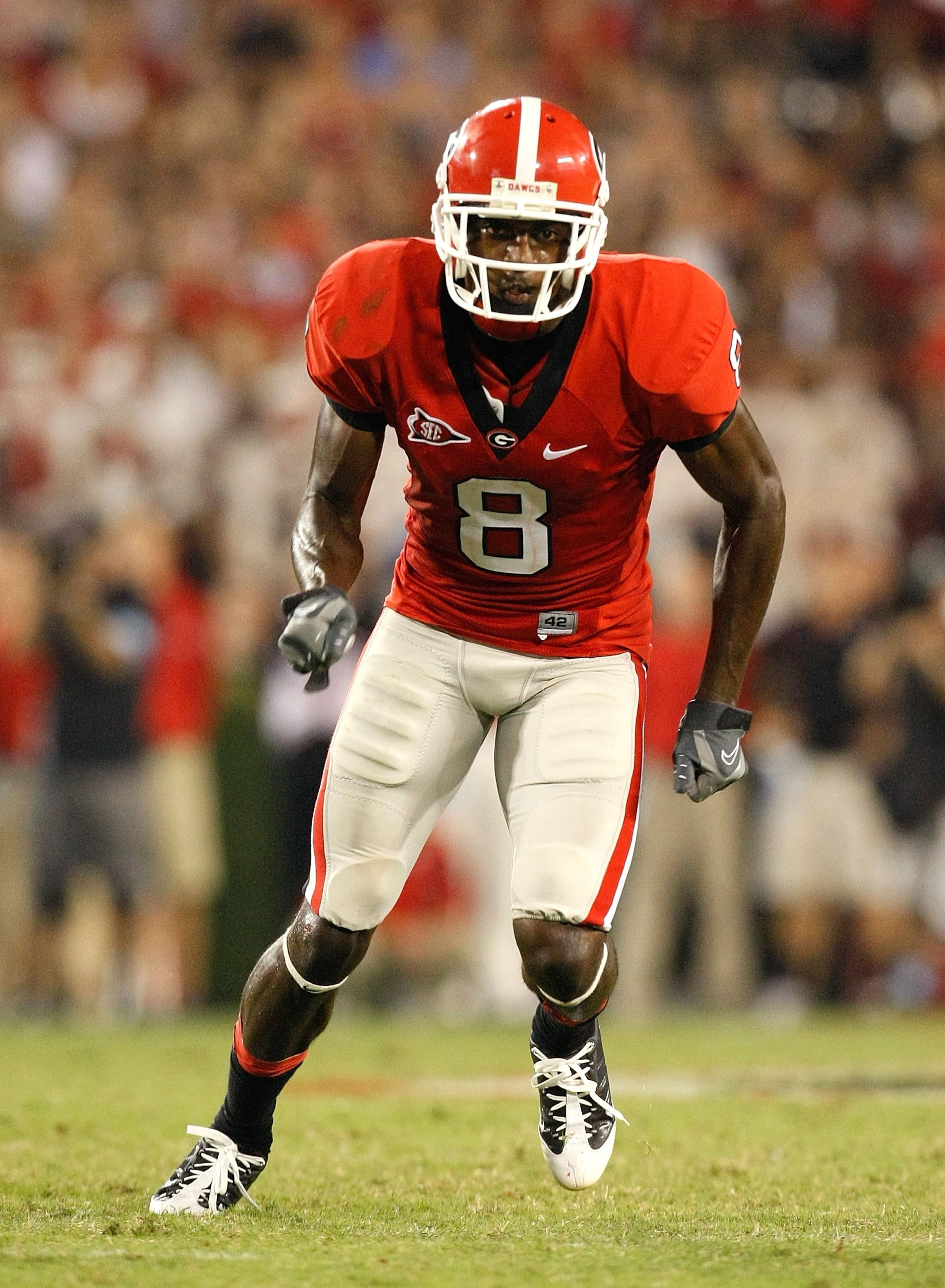 ATHENS, GA - SEPTEMBER 12: A.J. Green #8 of the Georgia Bulldogs against the South Carolina Gamecocks at Sanford Stadium on September 12, 2009 in Athens, Georgia. (Photo by Kevin C. Cox/Getty Images) ATHENS, GA - SEPTEMBER 12: A.J. Green #8 of the Georgia Bulldogs against the South Carolina Gamecocks at Sanford Stadium on September 12, 2009 in Athens, Georgia. (Photo by Kevin C. Cox/Getty Images)