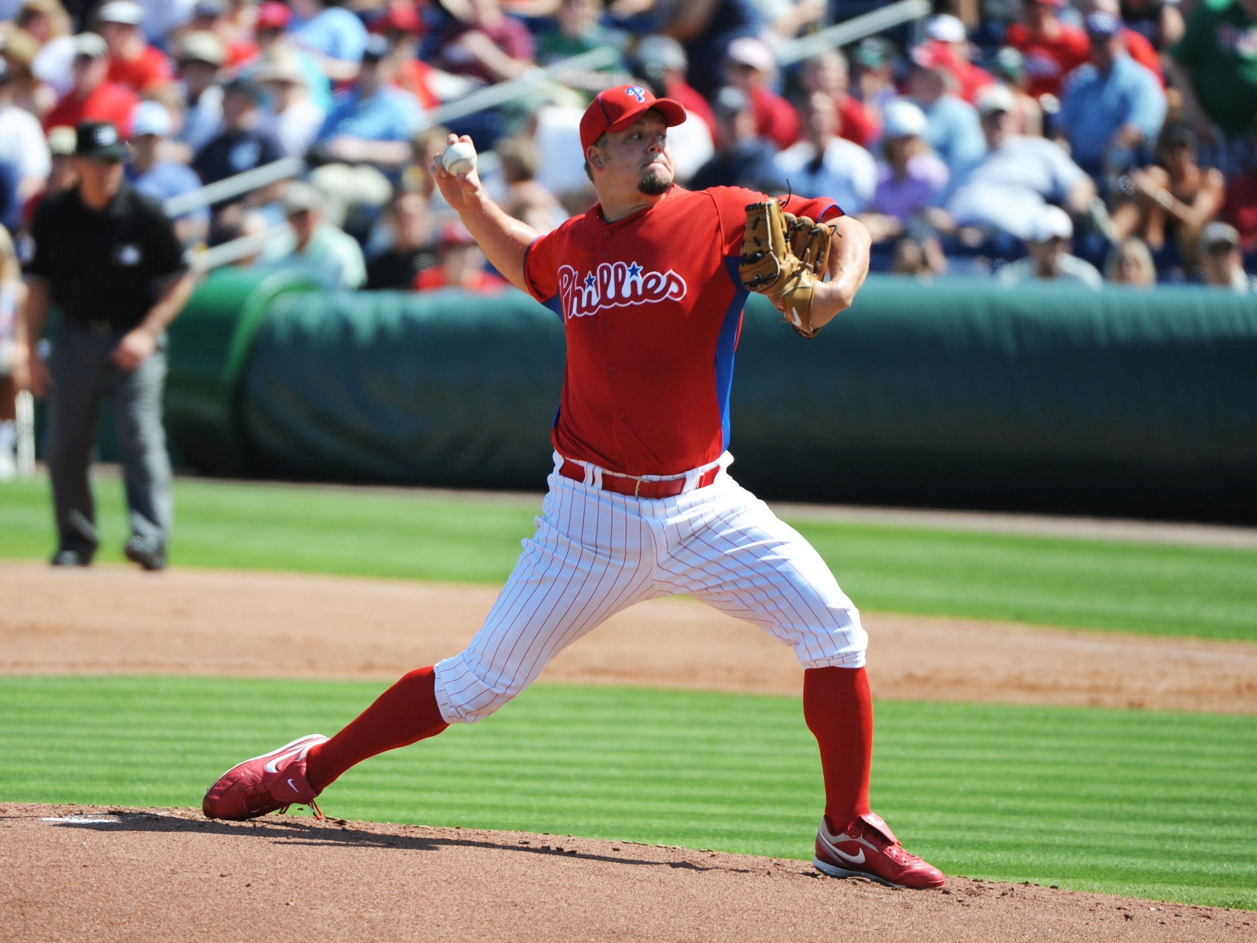 CLEARWATER, FL - FEBRUARY 27: Pitcher Joe Blanton #56 of the Philadelphia Phillies starts against the New York Yankees February 27, 2011 at Bright House Field in Clearwater, Florida. (Photo by Al Messerschmidt/Getty Images) CLEARWATER, FL - FEBRUARY 27: Pitcher Joe Blanton #56 of the Philadelphia Phillies starts against the New York Yankees February 27, 2011 at Bright House Field in Clearwater, Florida. (Photo by Al Messerschmidt/Getty Images)