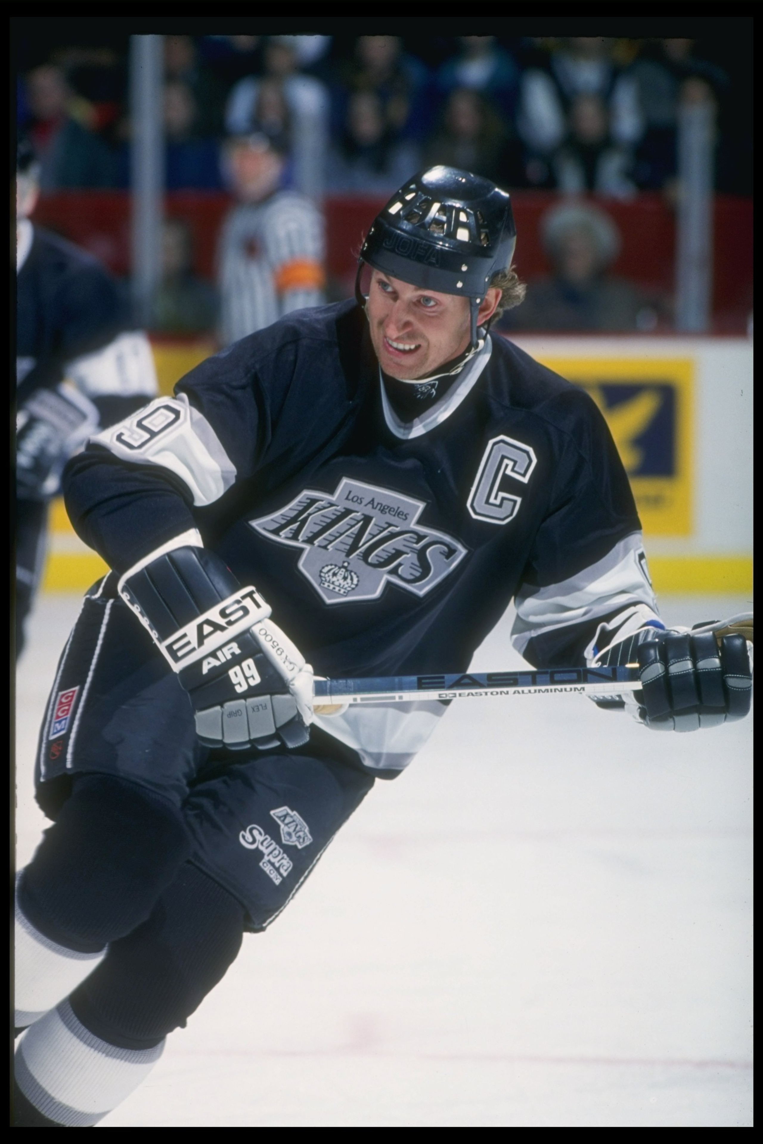 1993-1994: Center Wayne Gretzky of the Los Angeles Kings moves down the ice during a game against the Montreal Canadiens at Montreal Forum in Montreal, Quebec. Mandatory Credit: Robert Laberge /Allsport 1993-1994: Center Wayne Gretzky of the Los Angeles Kings moves down the ice during a game against the Montreal Canadiens at Montreal Forum in Montreal, Quebec. Mandatory Credit: Robert Laberge /Allsport