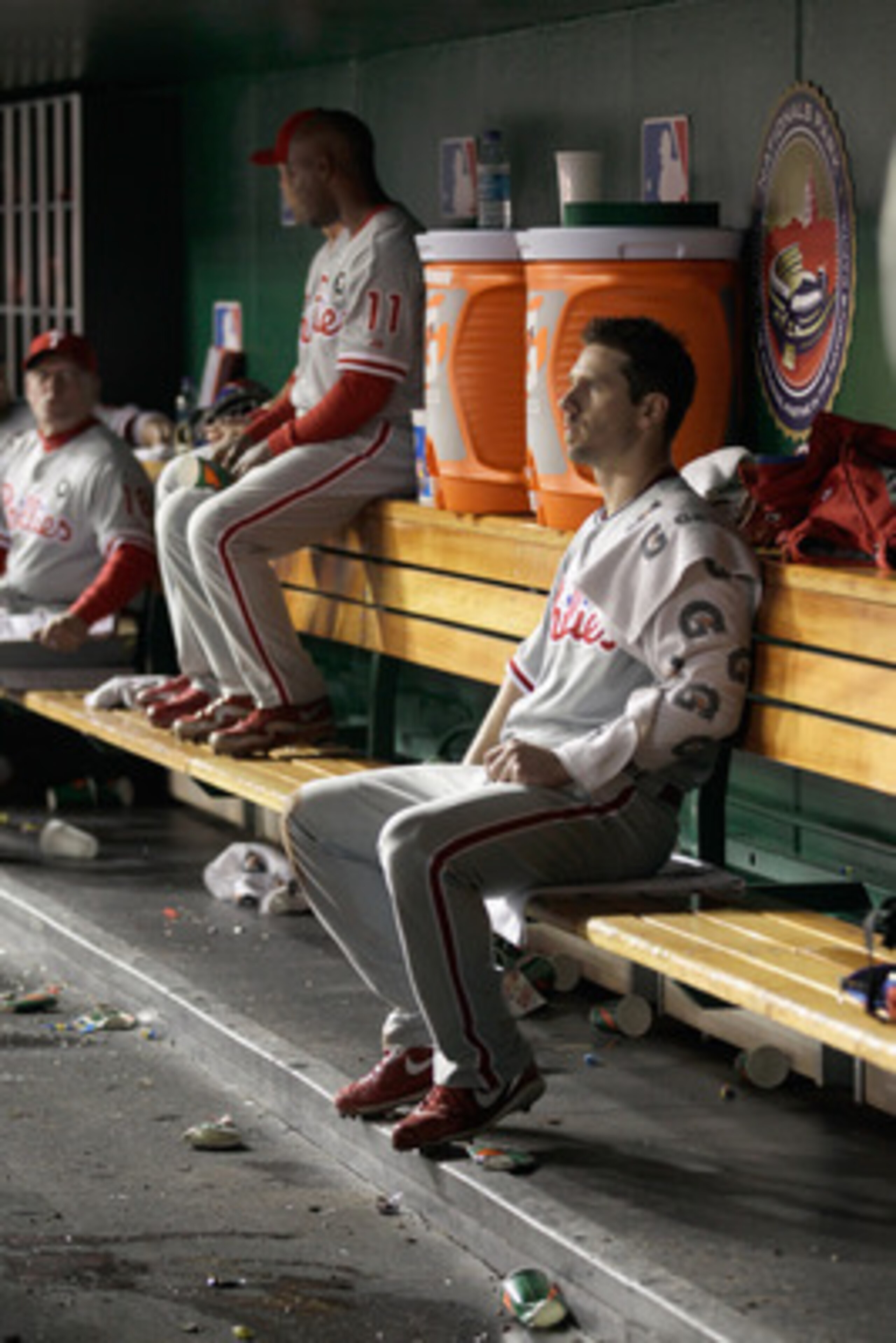 WASHINGTON, DC - APRIL 14: Starting pitcher Cliff Lee #33 of the Philadelphia Phillies in the dugout between innings against the Washington Nationals at Nationals Park on April 14, 2011 in Washington, DC. (Photo by Rob Carr/Getty Images) WASHINGTON, DC - APRIL 14: Starting pitcher Cliff Lee #33 of the Philadelphia Phillies in the dugout between innings against the Washington Nationals at Nationals Park on April 14, 2011 in Washington, DC. (Photo by Rob Carr/Getty Images)