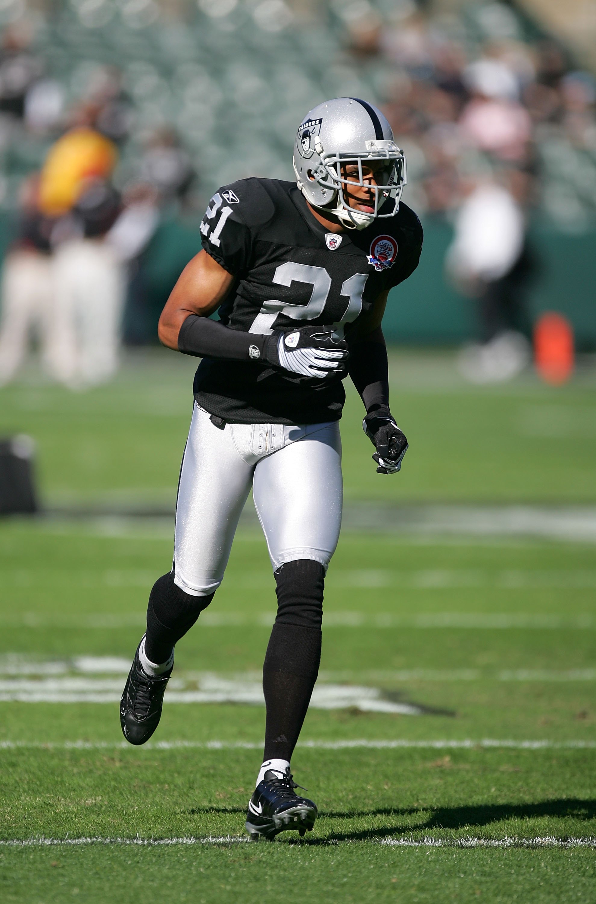 Lot Detail - 9/27/09 Nnamdi Asomugha Oakland Raiders Game-Used Home Jersey  (JO Sports LOA) (Oakland Raiders LOA) (Unwashed)