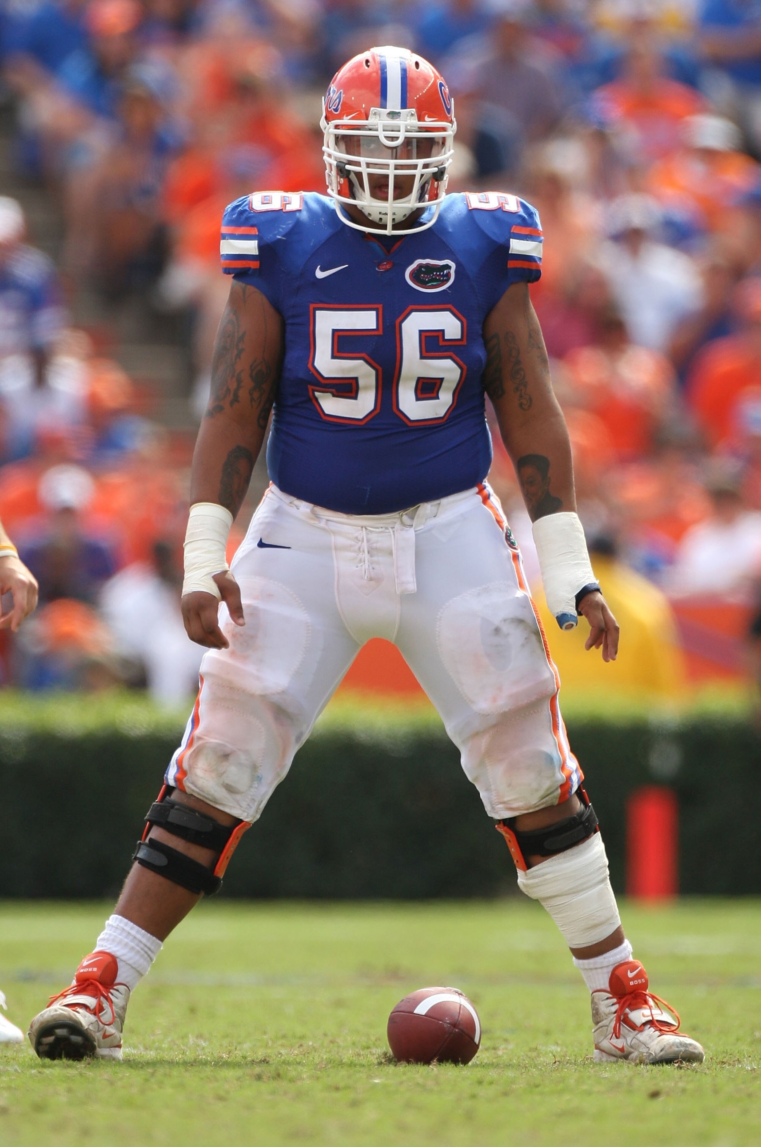 GAINESVILLE, FL - OCTOBER 25: Maurkice Pouncey #56 of the Florida Gators lines up in a game against the Kentucky Wildcats at Ben Hill Griffin Stadium on October 25, 2008 in Gainesville, Florida. (Photo by Sam Greenwood/Getty Images) GAINESVILLE, FL - OCTOBER 25: Maurkice Pouncey #56 of the Florida Gators lines up in a game against the Kentucky Wildcats at Ben Hill Griffin Stadium on October 25, 2008 in Gainesville, Florida. (Photo by Sam Greenwood/Getty Images)