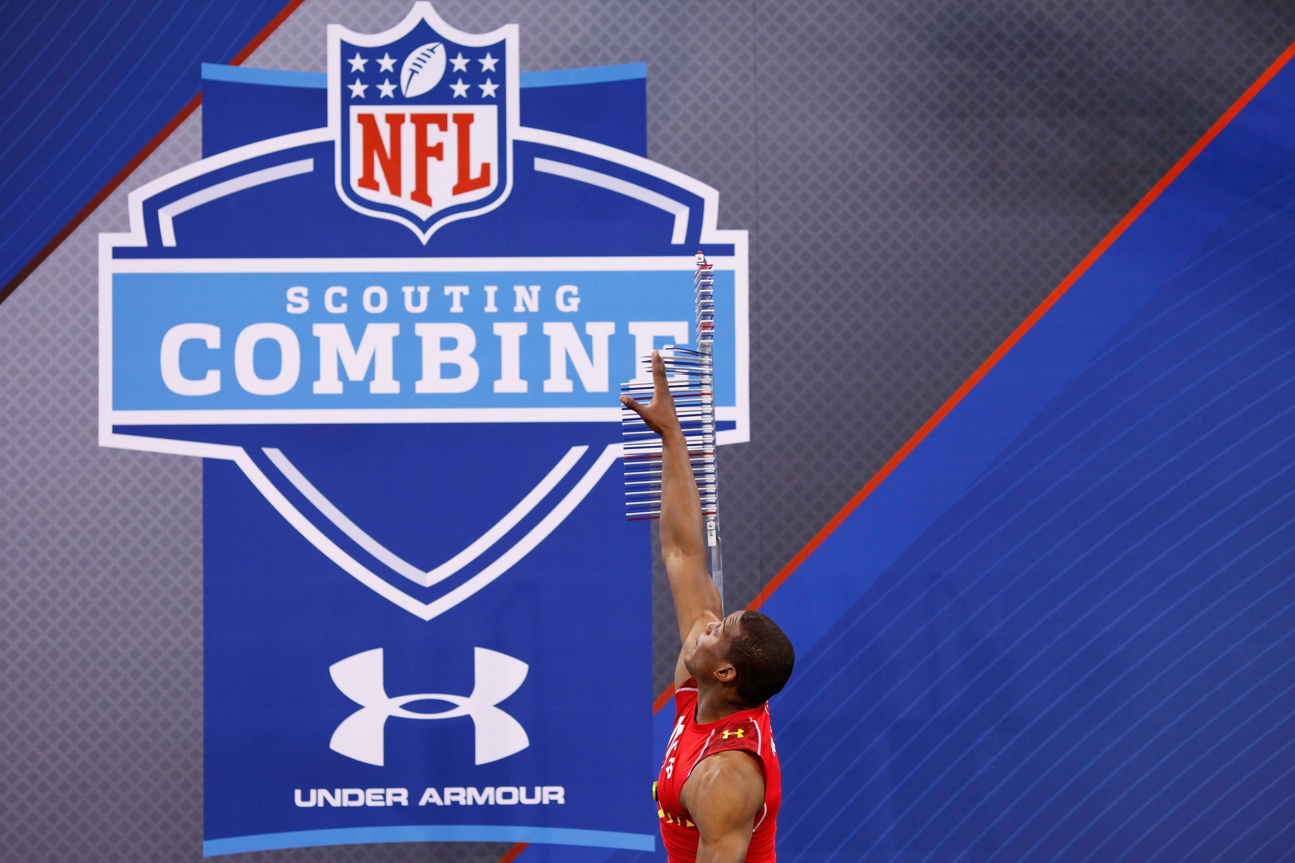 INDIANAPOLIS, IN - FEBRUARY 27: Cam Newton participates in the vertical jump during the 2011 NFL Scouting Combine at Lucas Oil Stadium on February 27, 2011 in Indianapolis, Indiana. (Photo by Joe Robbins/Getty Images) INDIANAPOLIS, IN - FEBRUARY 27: Cam Newton participates in the vertical jump during the 2011 NFL Scouting Combine at Lucas Oil Stadium on February 27, 2011 in Indianapolis, Indiana. (Photo by Joe Robbins/Getty Images)