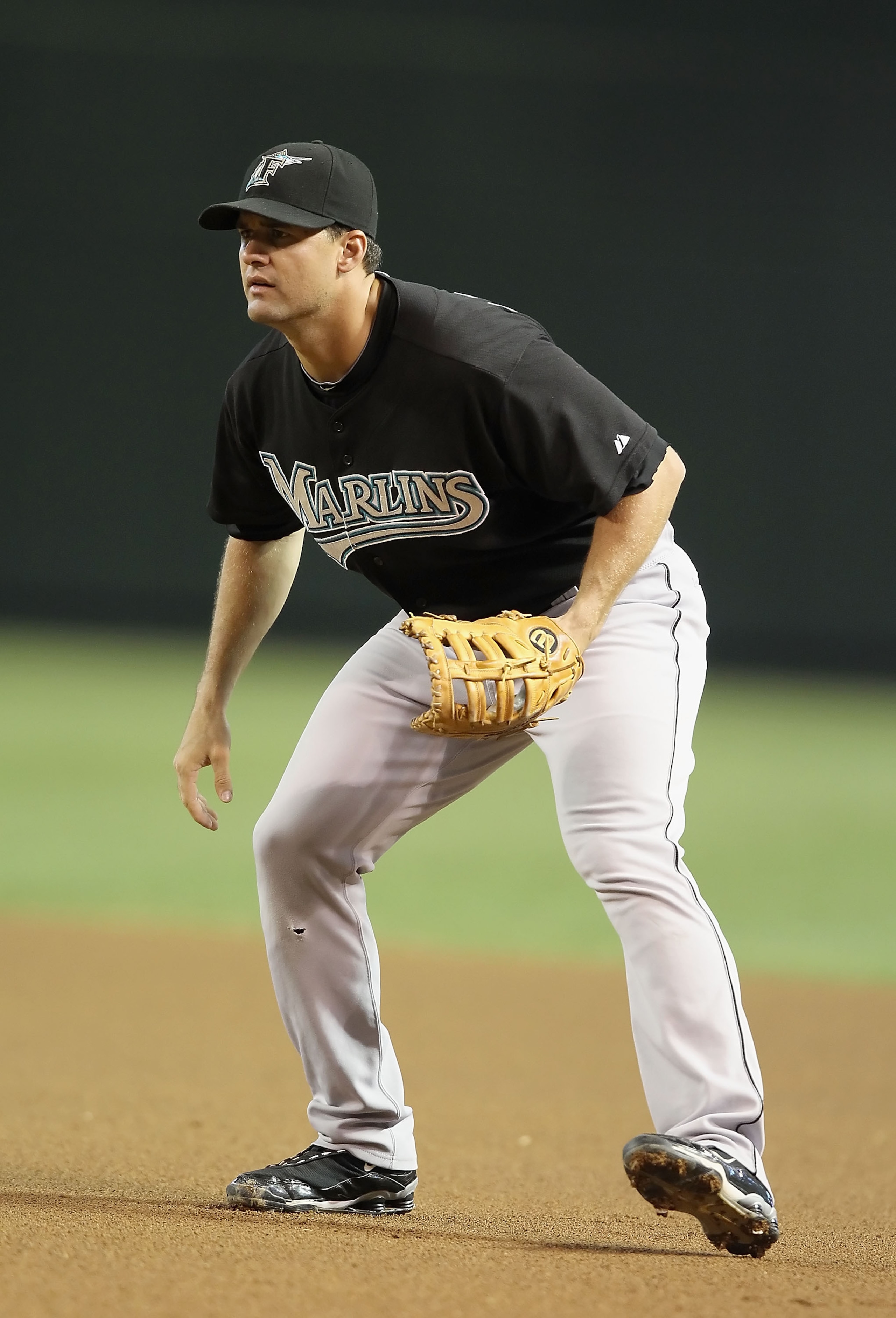 PHOENIX - JULY 08:  Infielder Gaby Sanchez #14 of the Florida Marlins in action during the Major League Baseball game against the Arizona Diamondbacks at Chase Field on July 8, 2010 in Phoenix, Arizona. The Diamondbacks defeated the Marlins 10-4.  (Photo