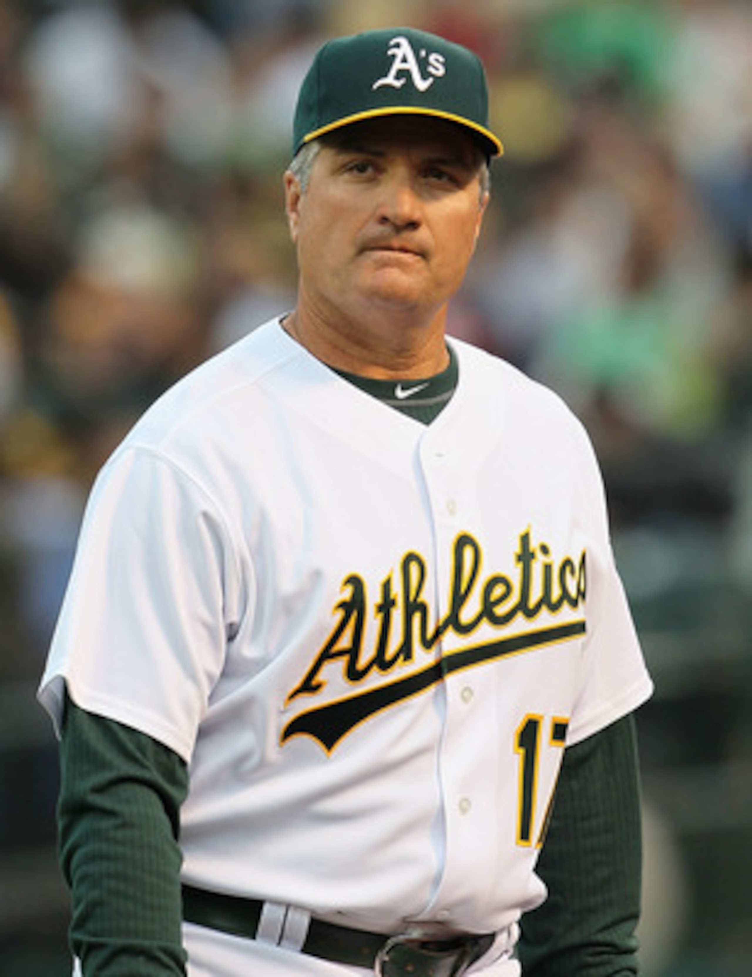 OAKLAND, CA - APRIL 01:  Oakland Athletics manager Bob Geren #17 looks on before the start of a game against the Seattle Mariners at the Oakland-Alameda County Coliseum on April 1, 2011 in Oakland, California  (Photo by Justin Sullivan/Getty Images)