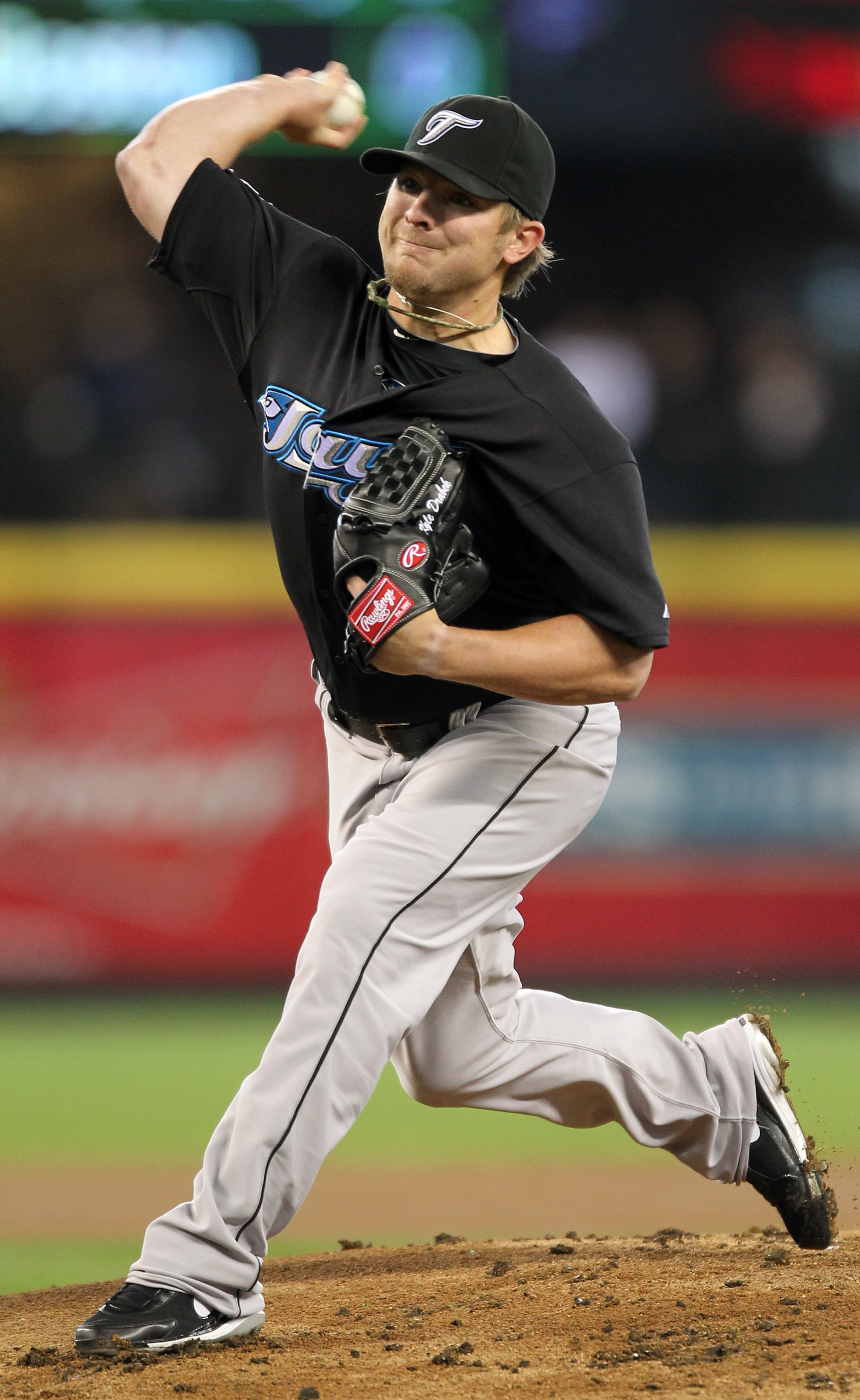 SEATTLE, WA - APRIL 13:  Starting pitcher Kyle Drabek #4 of the Toronto Blue Jays pitches against the Seattle Mariners at Safeco Field on April 13, 2011 in Seattle, Washington. (Photo by Otto Greule Jr/Getty Images)