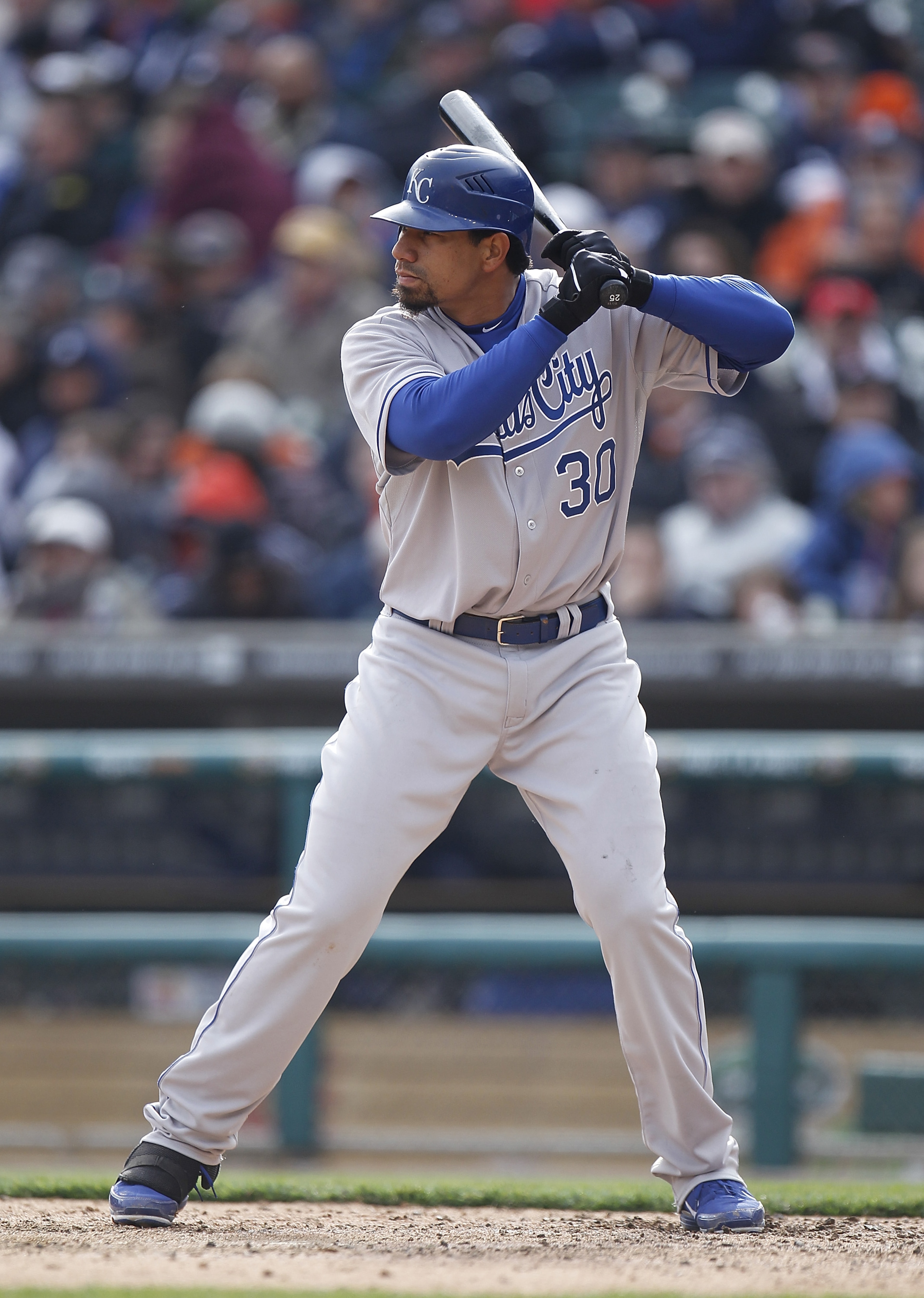 DETROIT, MI - APRIL 08: Kila Ka'aihue #30 of the Kansas City Royals bats against the Detroit Tigers at Comerica Park on April 8, 2011 in Detroit, Michigan. (Photo by Gregory Shamus/Getty Images) DETROIT, MI - APRIL 08: Kila Ka'aihue #30 of the Kansas City Royals bats against the Detroit Tigers at Comerica Park on April 8, 2011 in Detroit, Michigan. (Photo by Gregory Shamus/Getty Images)