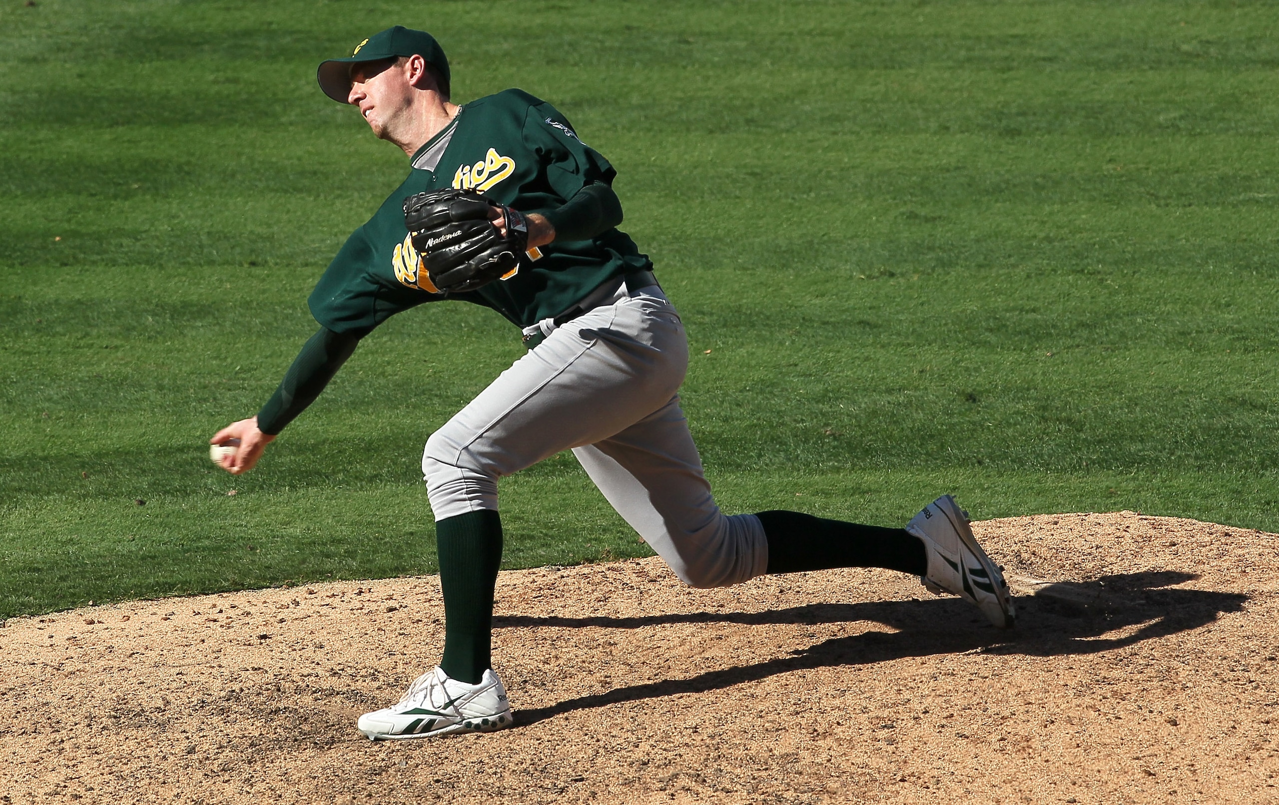 ANAHEIM, CA - SEPTEMBER 29: Reliever Brad Ziegler #31 of the Oakland Athletics throws a pitch against the Los Angeles Angels of Anaheim on September 29, 2010 at Angel Stadium in Anaheim, California.  The Angels won 2-1 in 11 innings.   (Photo by Stephen D
