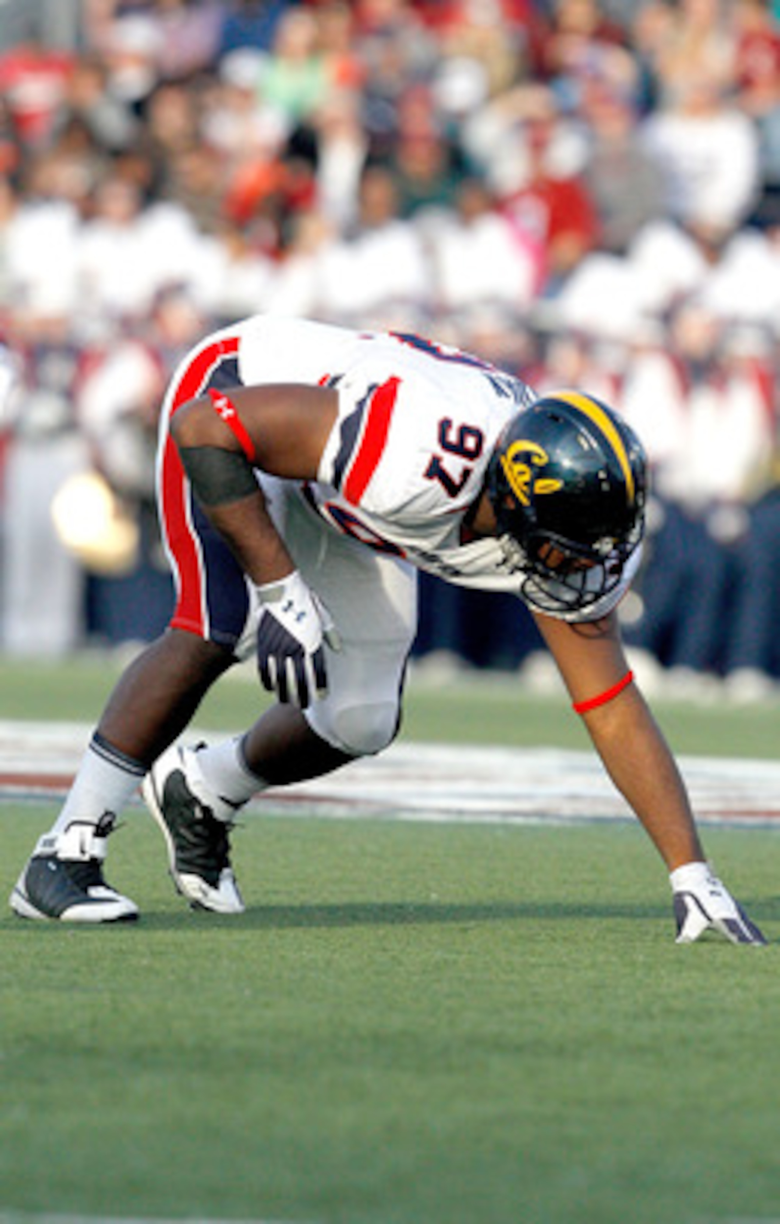 MOBILE, AL - JANUARY 29:Defensive lineman Cameron Jordan #97 of the North Team during the Under Armour Senior Bowl on January 29, 2011 at Ladd-Pebbles Stadium in Mobile, Alabama. (Photo by Sean Gardner/Getty Images for Under Armour) MOBILE, AL - JANUARY 29:Defensive lineman Cameron Jordan #97 of the North Team during the Under Armour Senior Bowl on January 29, 2011 at Ladd-Pebbles Stadium in Mobile, Alabama. (Photo by Sean Gardner/Getty Images for Under Armour)